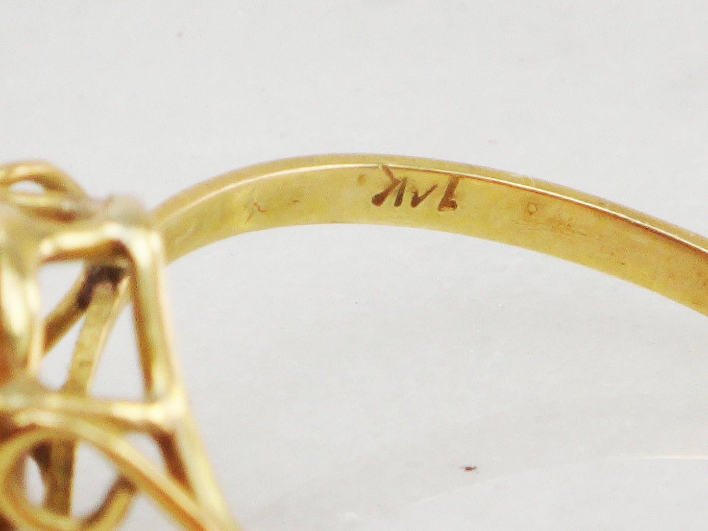 Vintage 14k Gold Amber Ring Handmade Amber Ring Honey Colored Amber Ring Minimalist Size 8 1/2