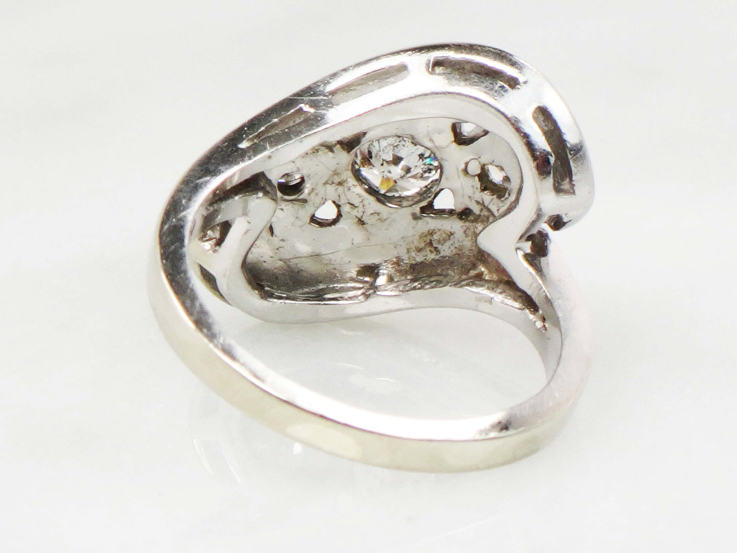 Vintage 14k White Gold Natural Diamond Orange Blossom Ring Circa 1940s Alternative Engagement Ring