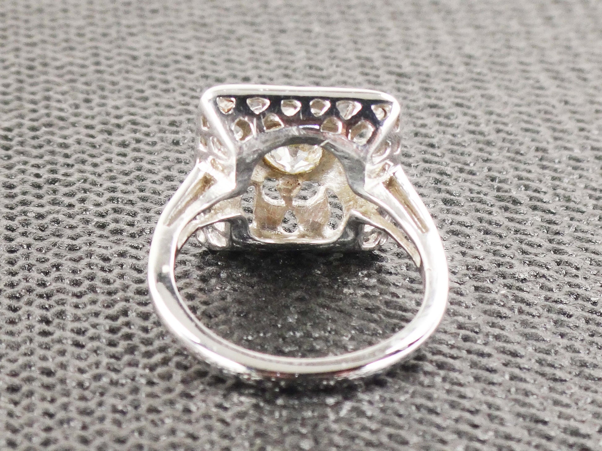 Vintage 14k White Gold Old European Cut Natural Diamond Ring Art Deco Diamond Ring Approx .50 Carat Center Diamond