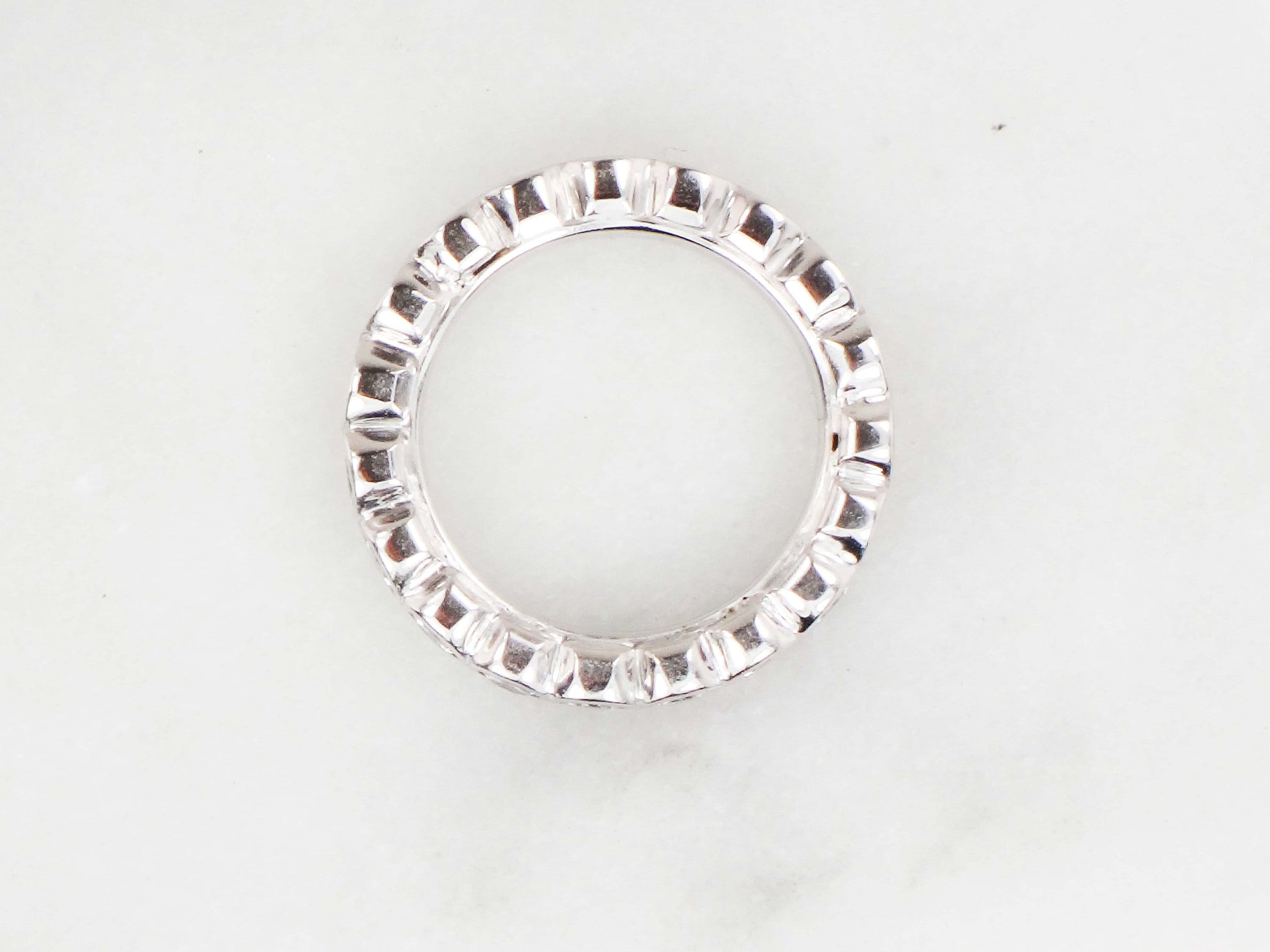 Vintage 14k White Gold Natural Diamond Eternity Ring Round 2 Carats TDW Diamond Wedding Band Size 4.5
