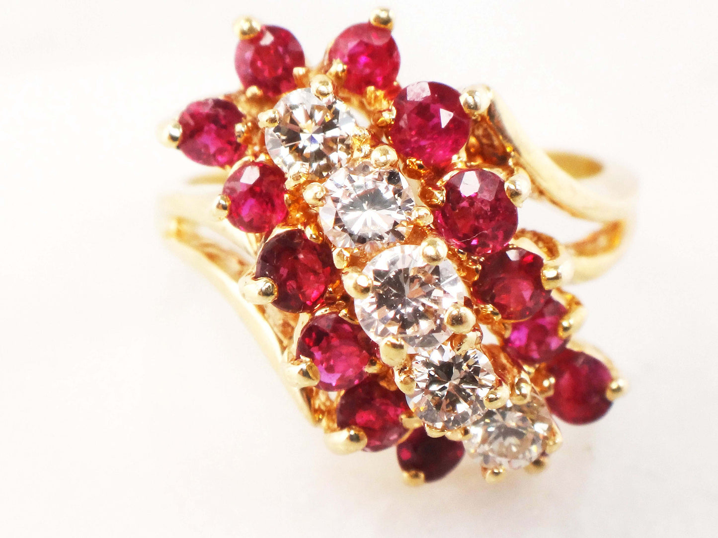 Vintage 14k Gold Natural Ruby and Diamond Ring July Birthstone Ring with Over 3/4 CT Natural Diamonds