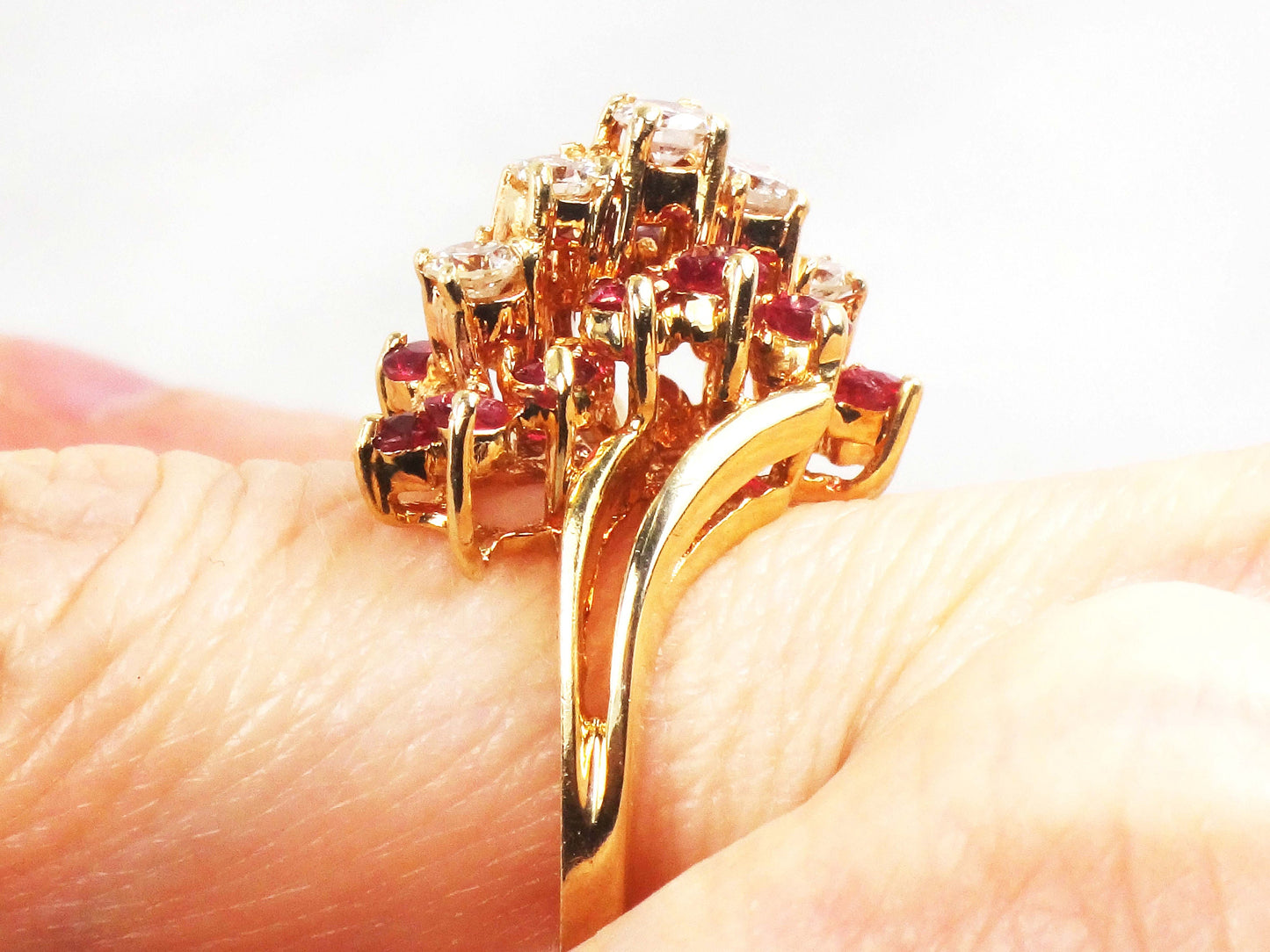 Vintage 14k Gold Natural Ruby and Diamond Ring July Birthstone Ring with Over 3/4 CT Natural Diamonds