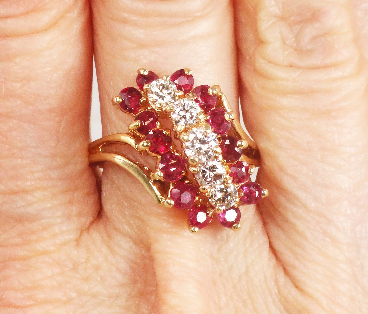 Vintage 14k Gold Natural Ruby and Diamond Ring July Birthstone Ring with Over 3/4 CT Natural Diamonds