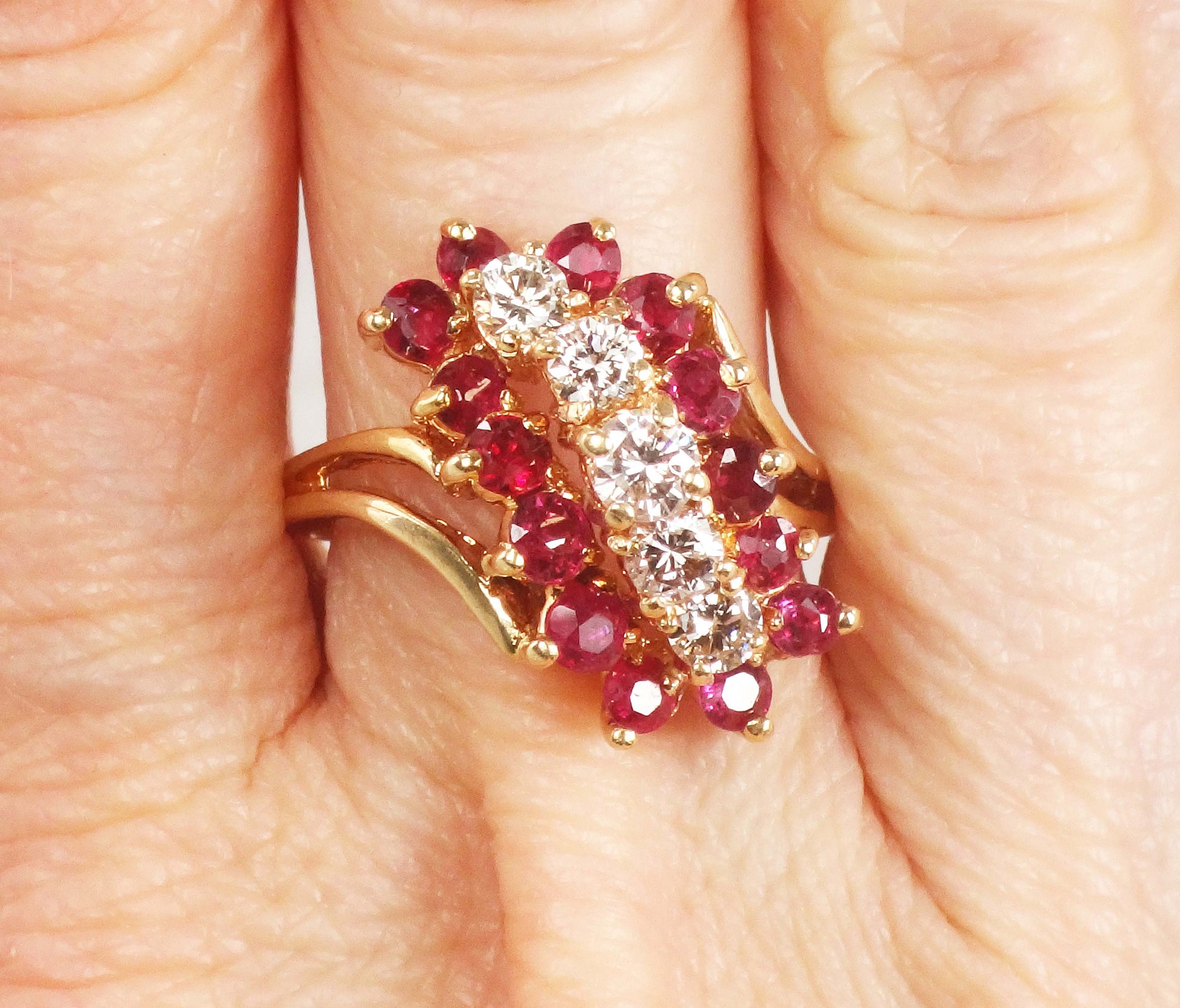 Vintage 14k Gold Natural Ruby and Diamond Ring July Birthstone Ring with Over 3/4 CT Natural Diamonds