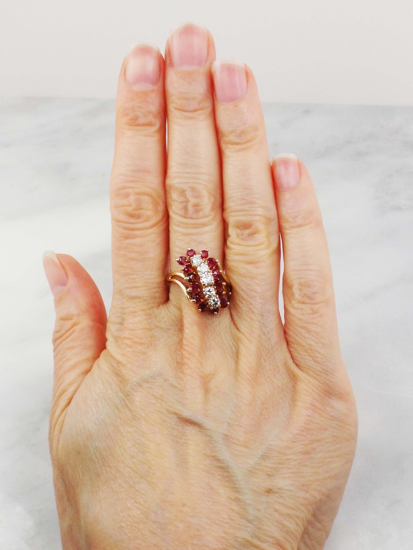 Vintage 14k Gold Natural Ruby and Diamond Ring July Birthstone Ring with Over 3/4 CT Natural Diamonds