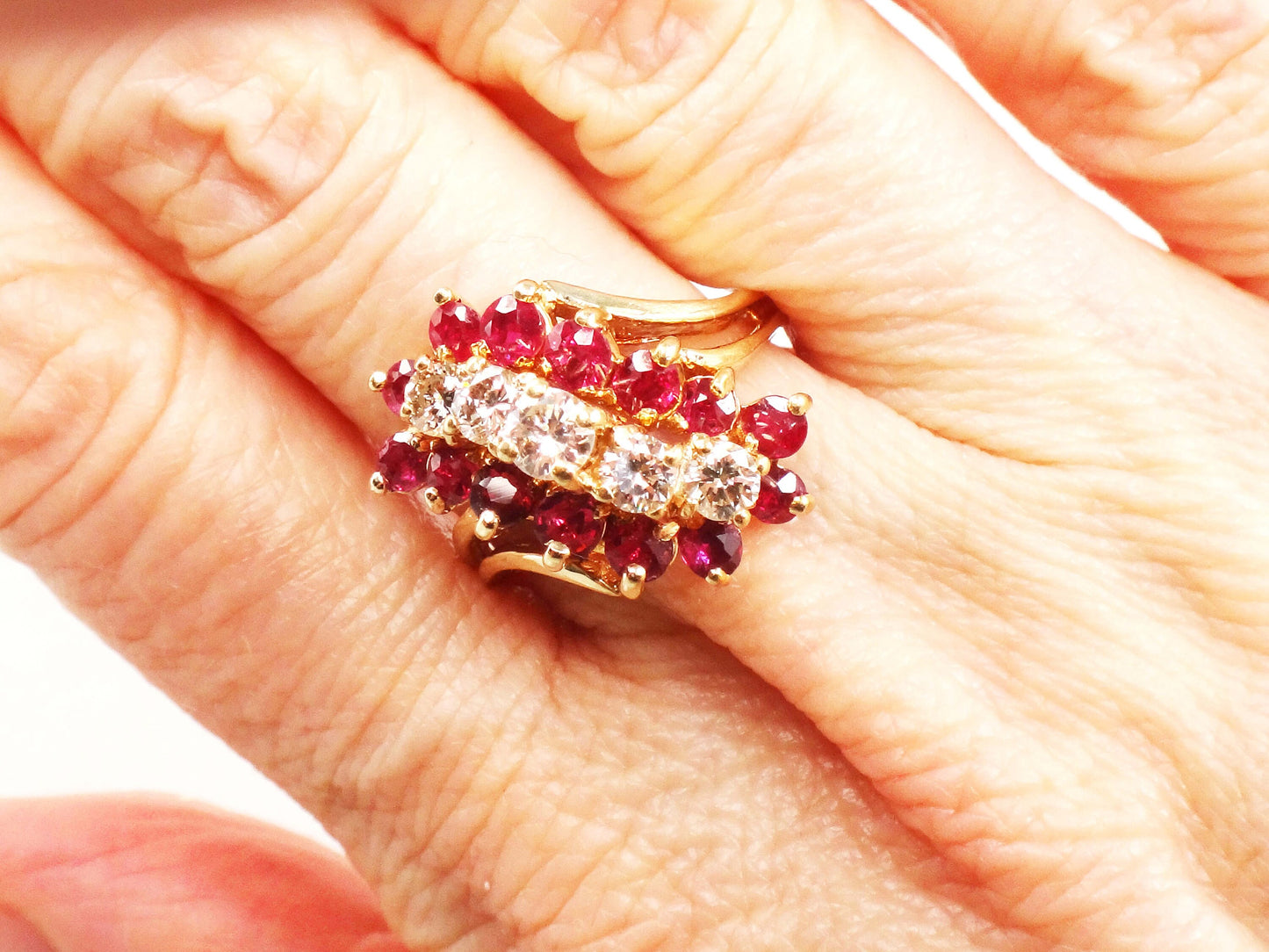 Vintage 14k Gold Natural Ruby and Diamond Ring July Birthstone Ring with Over 3/4 CT Natural Diamonds
