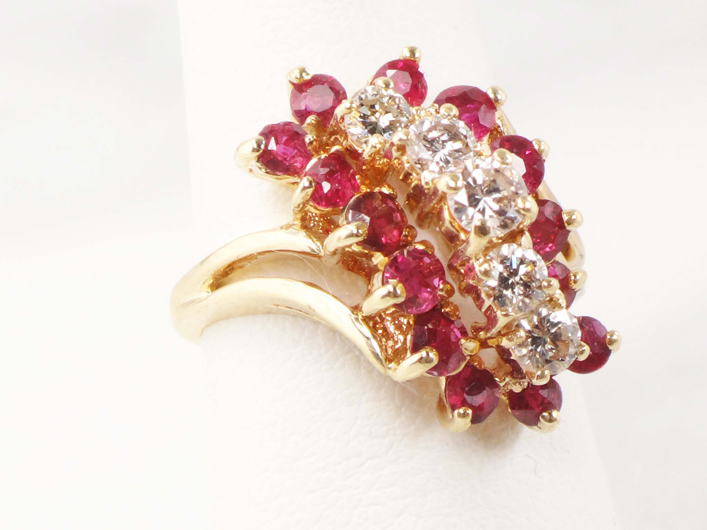 Vintage 14k Gold Natural Ruby and Diamond Ring July Birthstone Ring with Over 3/4 CT Natural Diamonds
