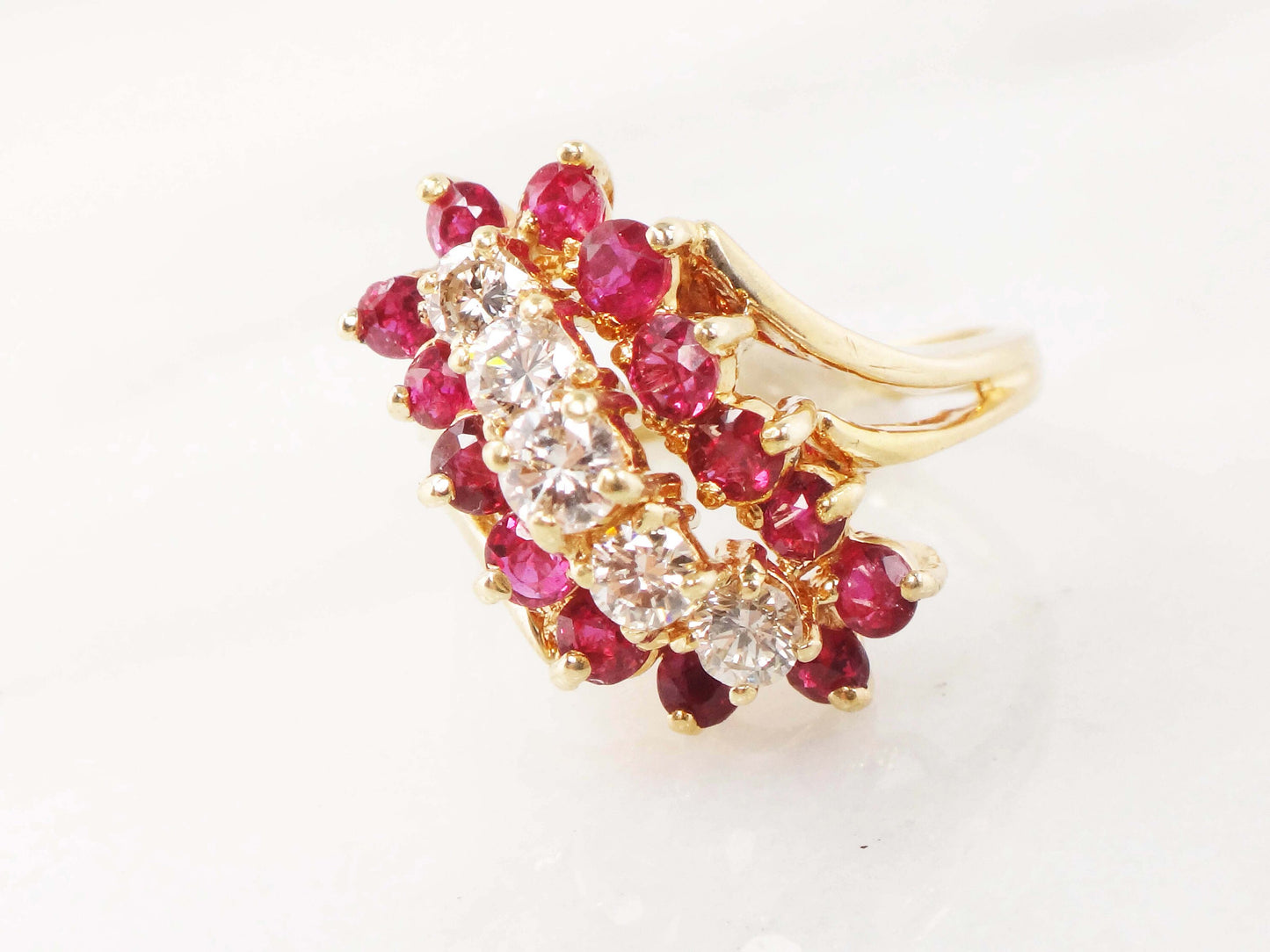 Vintage 14k Gold Natural Ruby and Diamond Ring July Birthstone Ring with Over 3/4 CT Natural Diamonds
