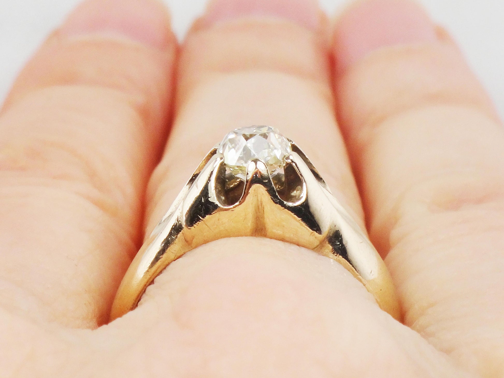 Vintage Diamond Engagement Ring Natural Old Mine Cut Diamond Ring .55 CT Antique Claw Set Diamond Solitaire Victorian Diamond Ring Belcher