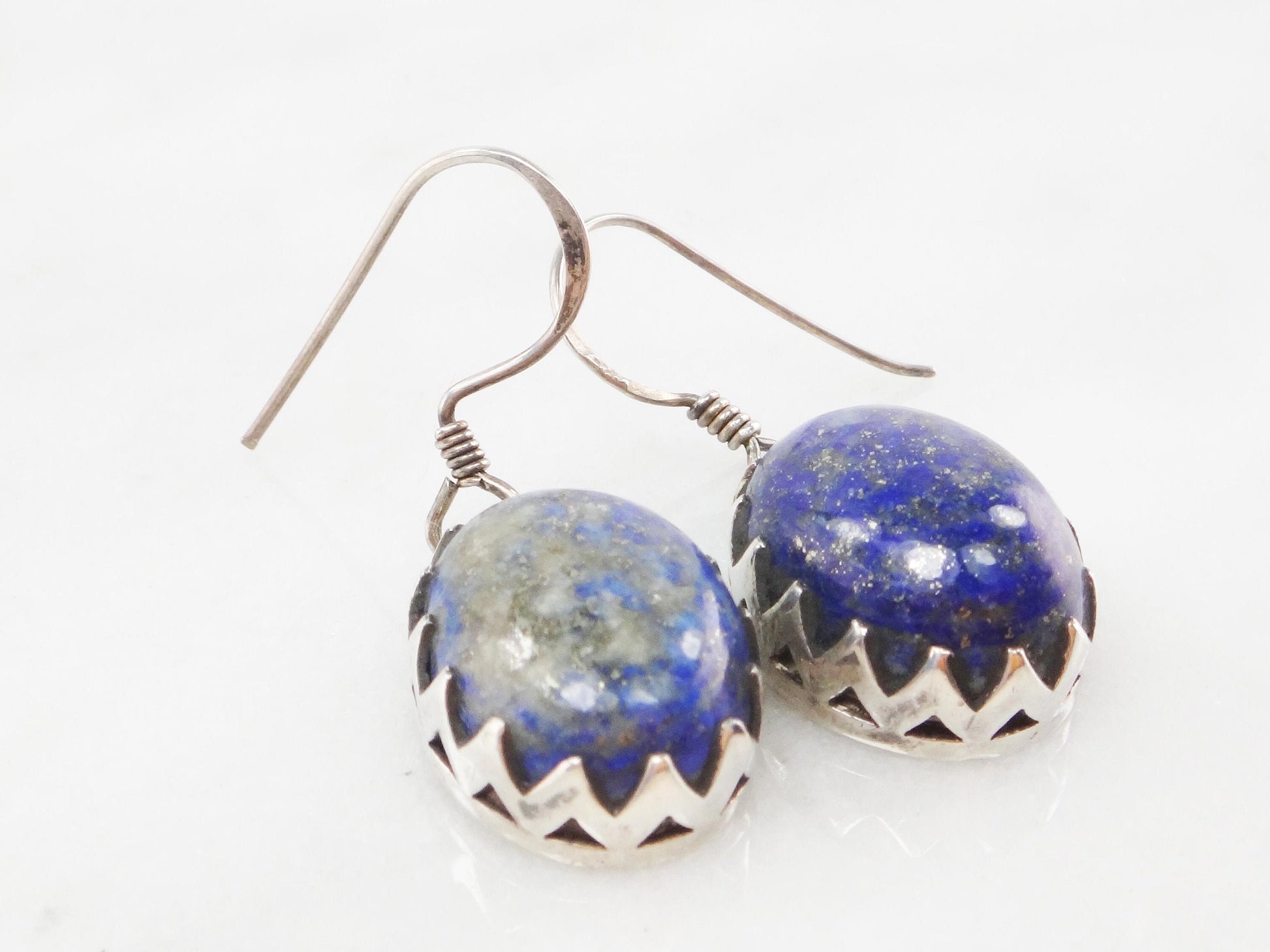 Vintage Sterling Silver Sodalite Dangle Earrings: Blue Stone Jewelry