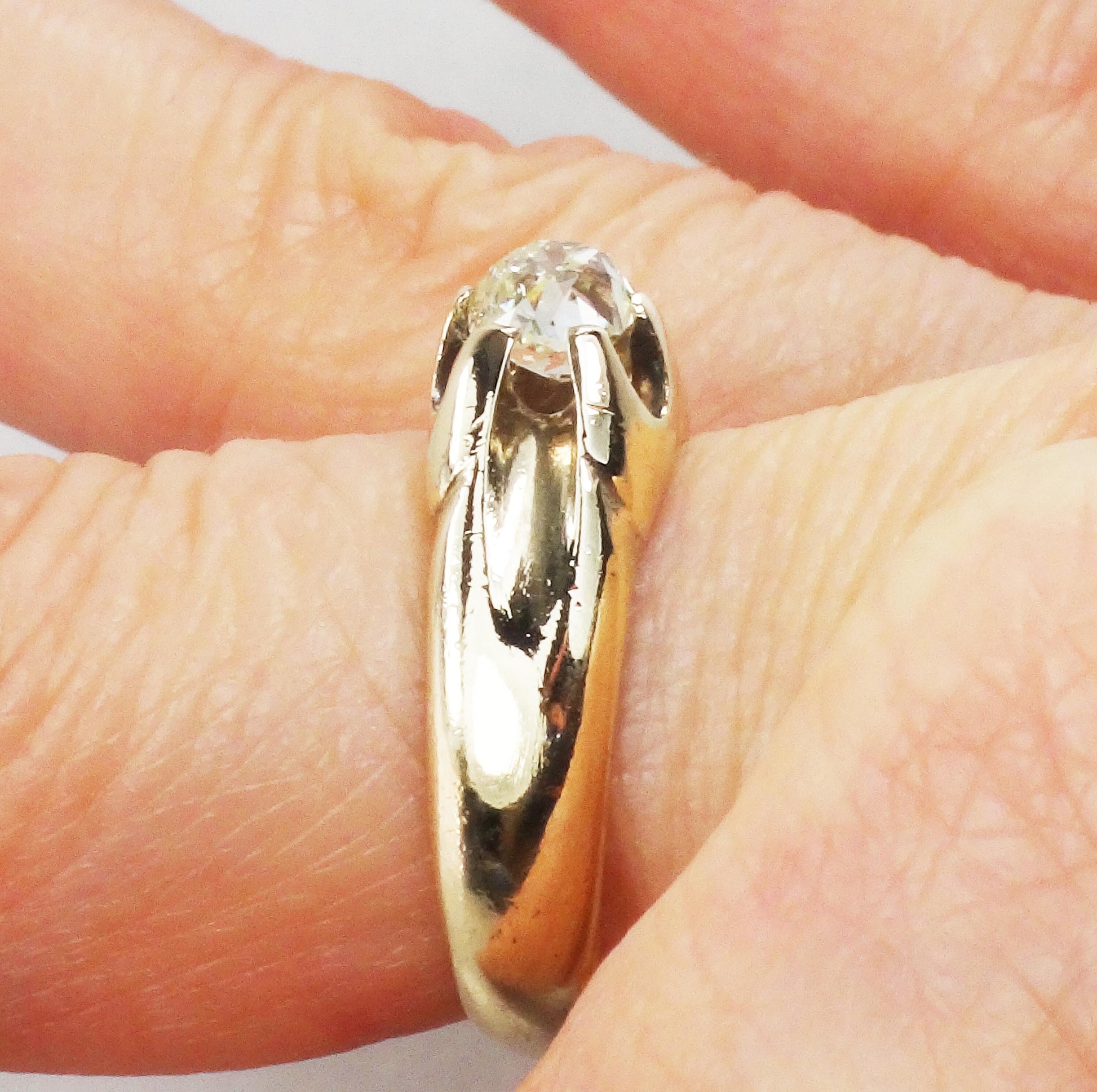 Vintage Diamond Engagement Ring Natural Old Mine Cut Diamond Ring .55 CT Antique Claw Set Diamond Solitaire Victorian Diamond Ring Belcher