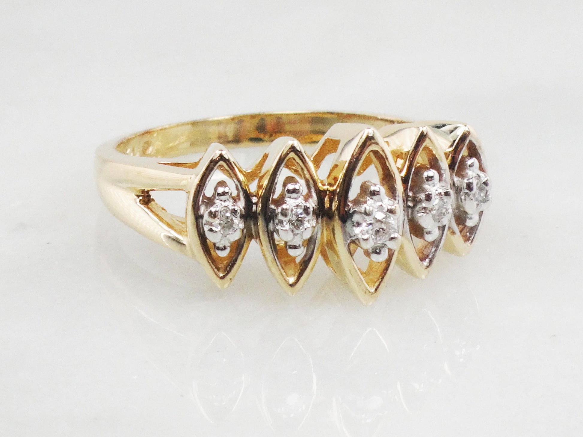 Vintage 10k Yellow Gold Natural Diamond Ring Everyday Diamond Ring Size 6