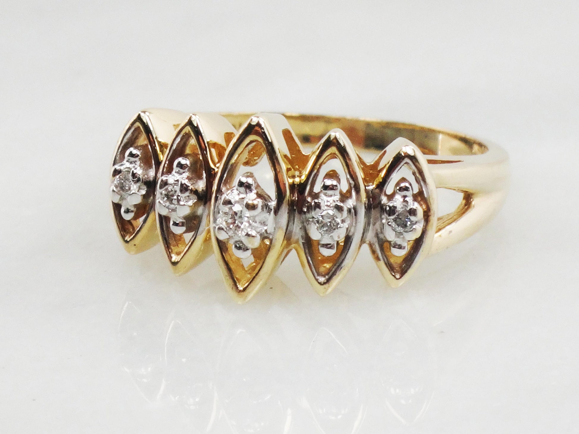Vintage 10k Yellow Gold Natural Diamond Ring Everyday Diamond Ring Size 6