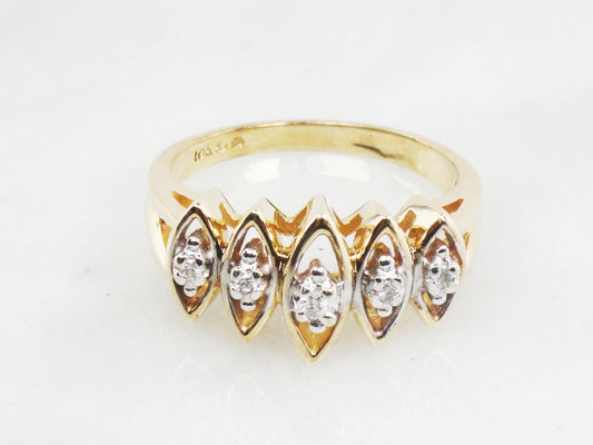 Vintage 10k Yellow Gold Natural Diamond Ring Everyday Diamond Ring Size 6