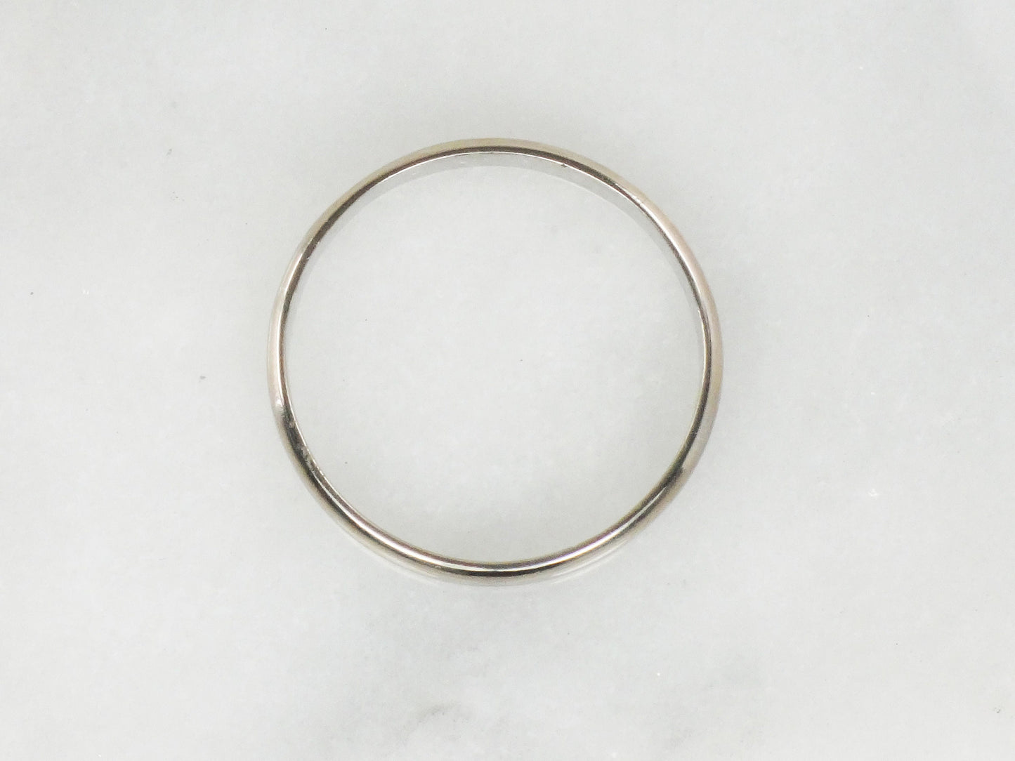 Vintage Thin 18k White Gold Wedding Band, 3 MM Stacking Ring, Size 11.25