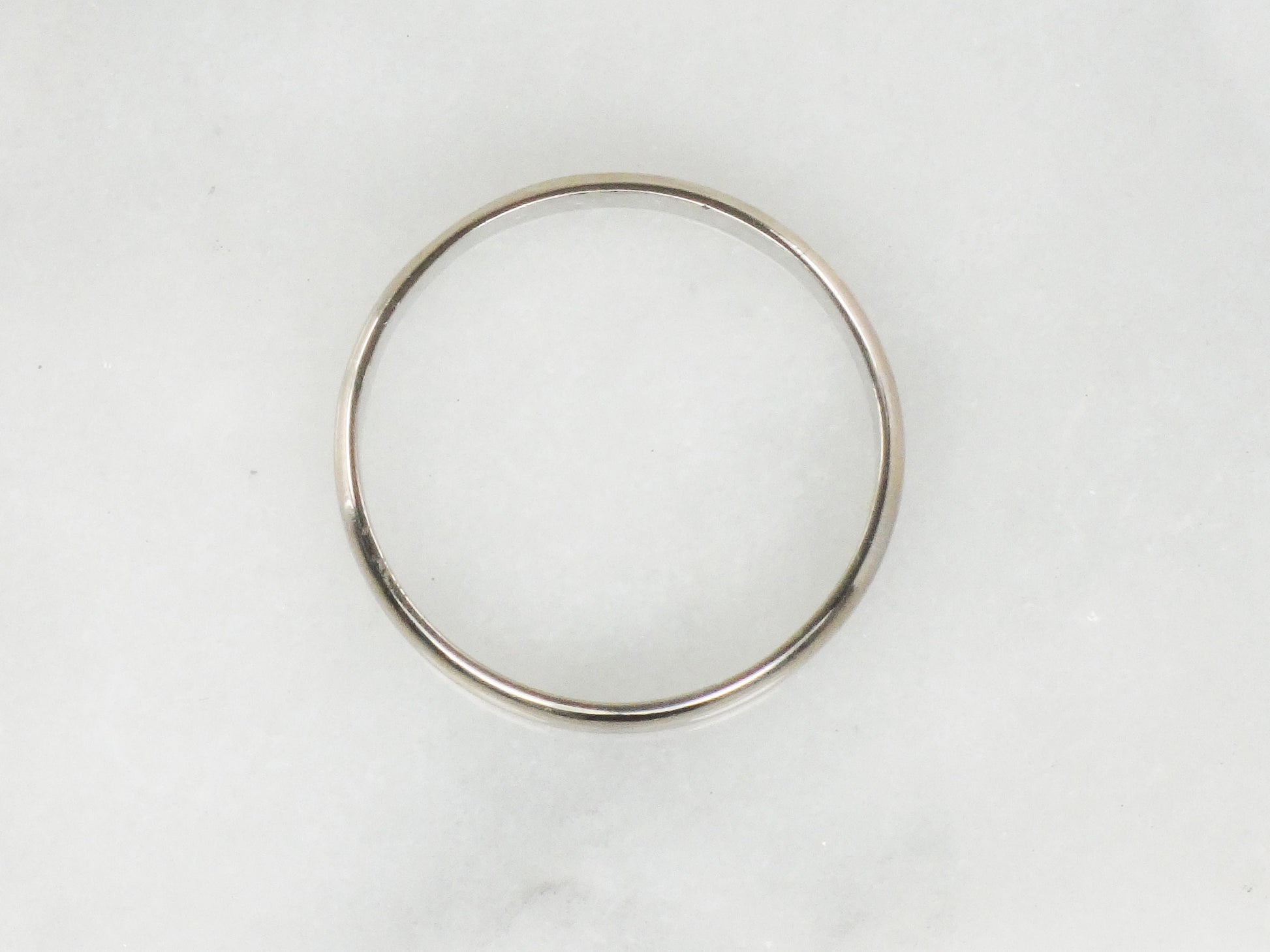 Vintage Thin 18k White Gold Wedding Band, 3 MM Stacking Ring, Size 11.25