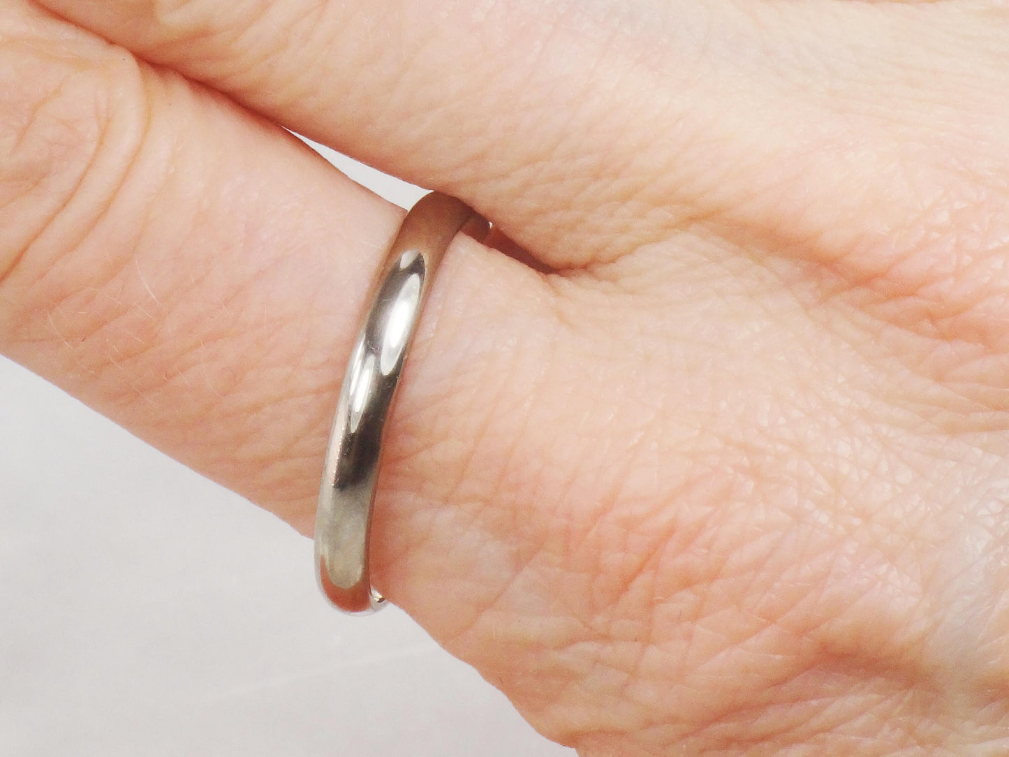 Vintage Thin 18k White Gold Wedding Band, 3 MM Stacking Ring, Size 11.25