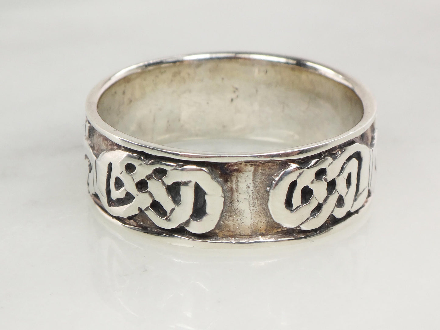 Vintage Sterling Silver Claddagh Ring Band - Irish Celtic Knot, Size 12