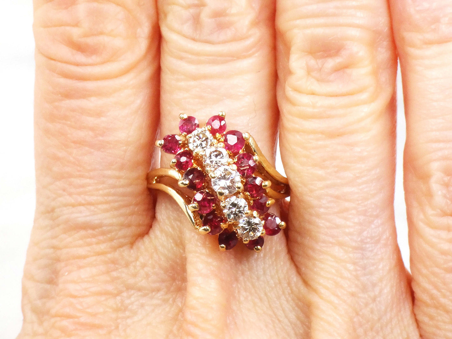 Vintage 14k Gold Natural Ruby and Diamond Ring July Birthstone Ring with Over 3/4 CT Natural Diamonds