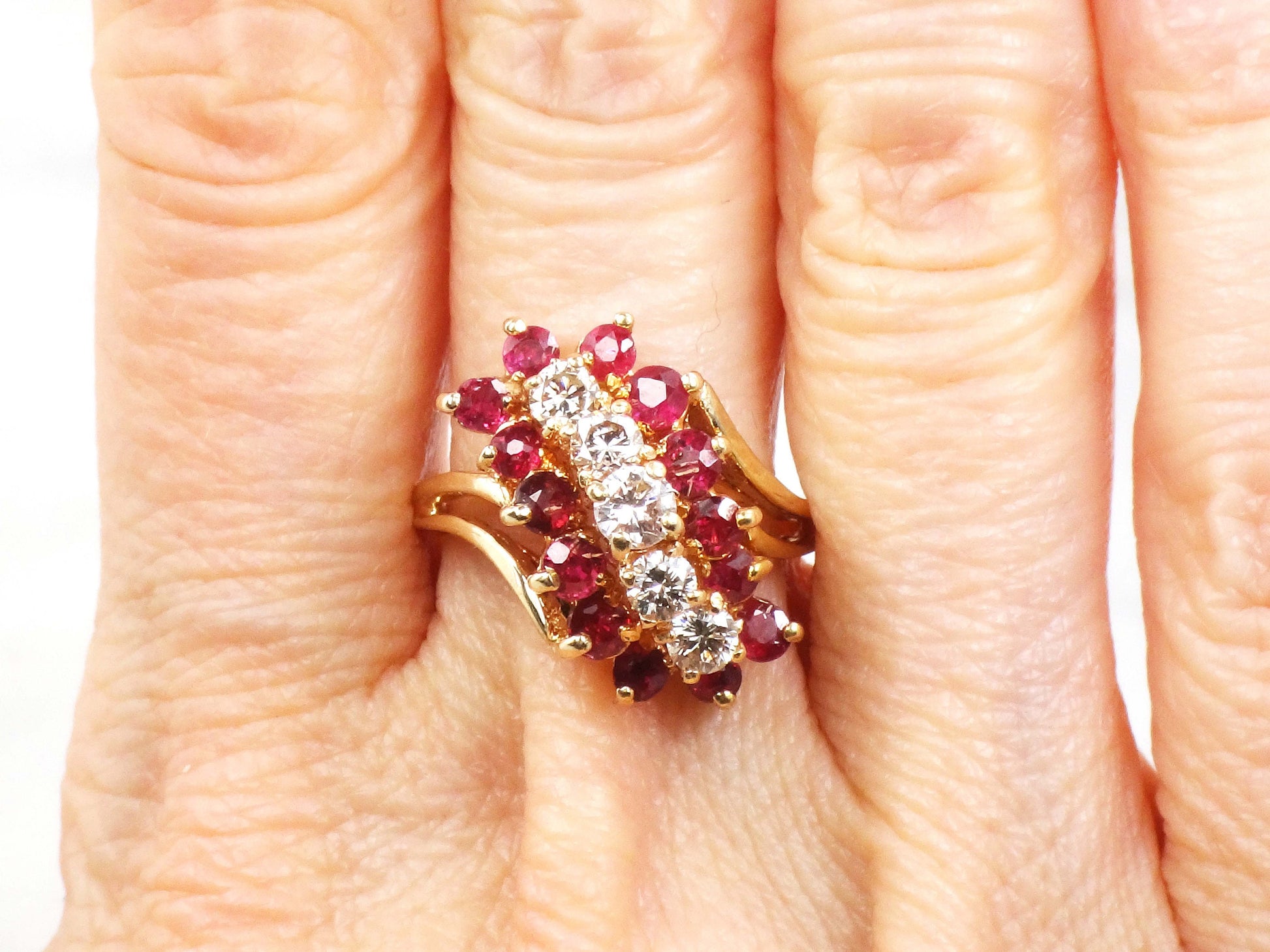 Vintage 14k Gold Natural Ruby and Diamond Ring July Birthstone Ring with Over 3/4 CT Natural Diamonds