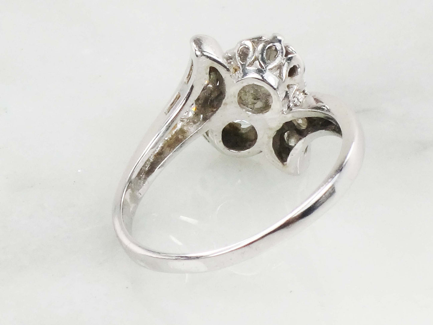 Vintage 14k White Gold Toi et Moi Diamond Ring (.70 Carat TDW)