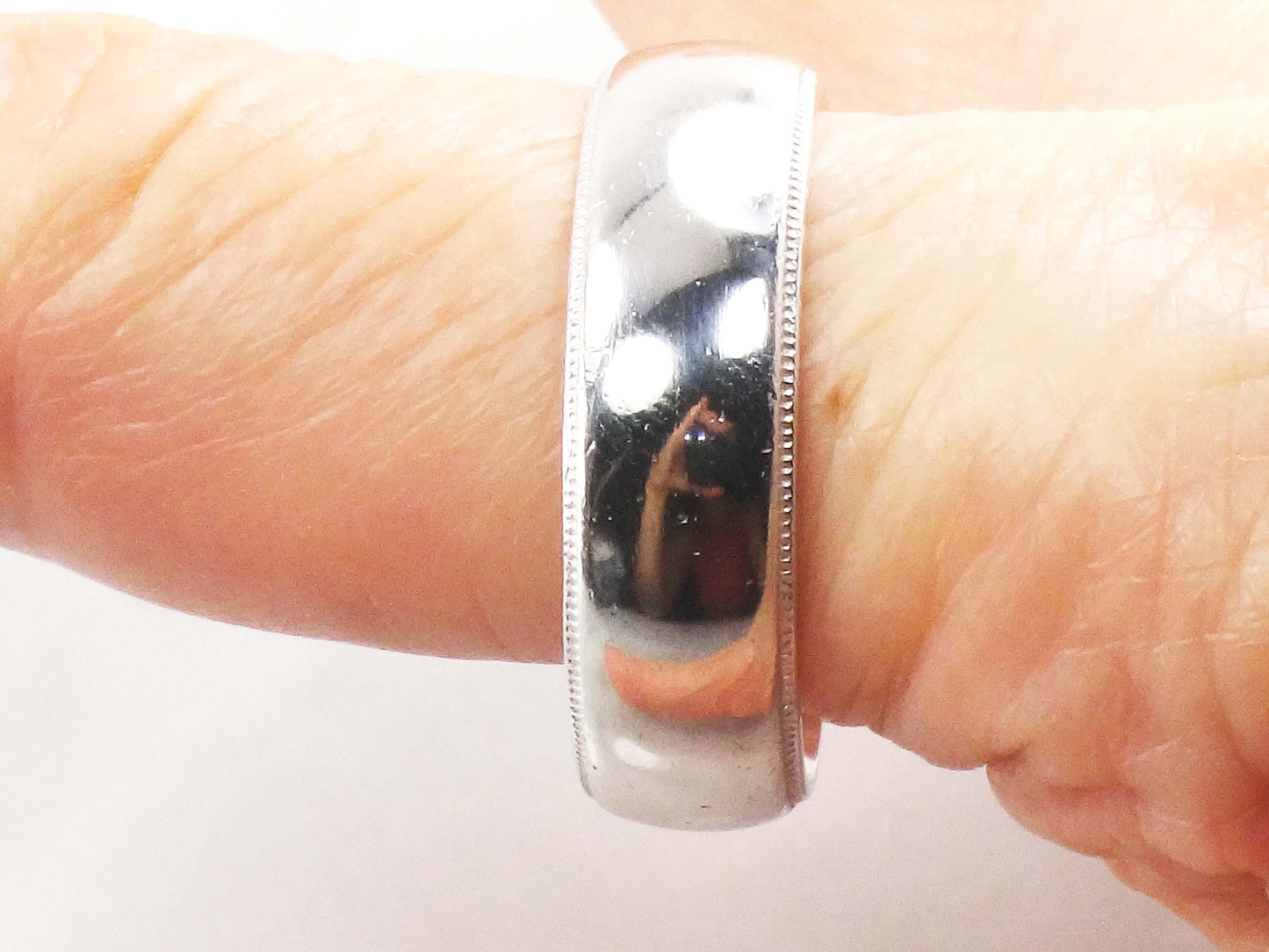 Vintage Platinum Wedding Band: Heavy Unisex Ring, Size 10.75