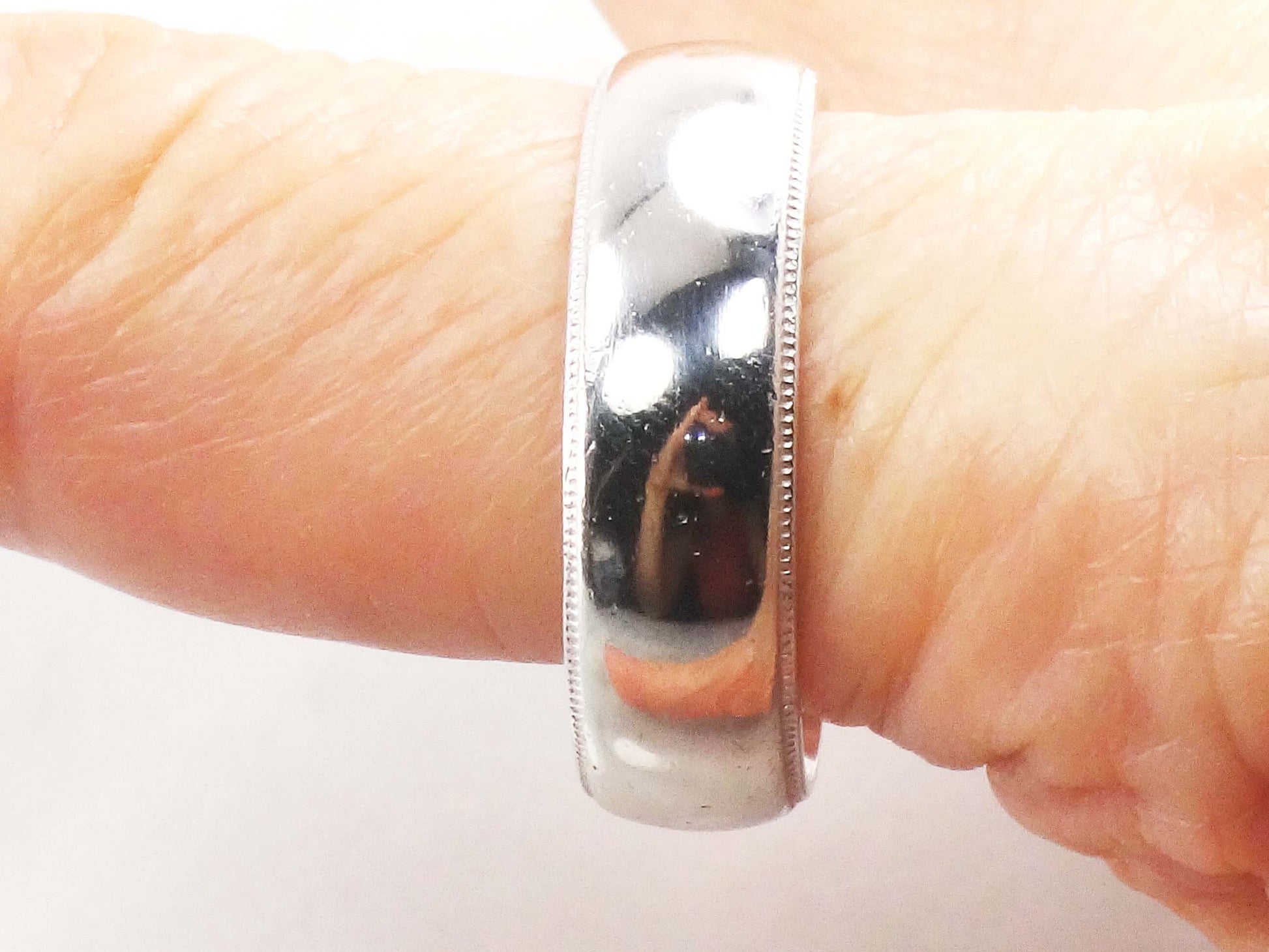 Vintage Platinum Wedding Band: Heavy Unisex Ring, Size 10.75