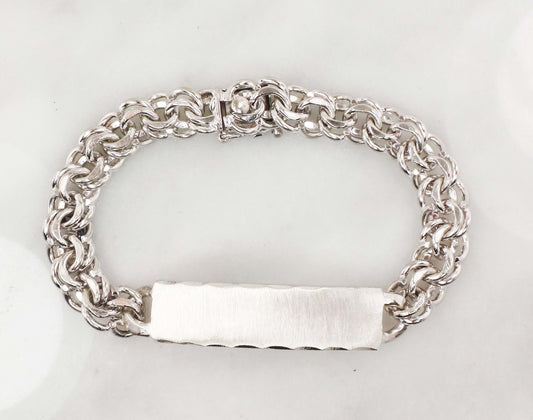 Vintage Sterling Silver ID Bracelet Monogram Name Bracelet 8" 39.9 grams