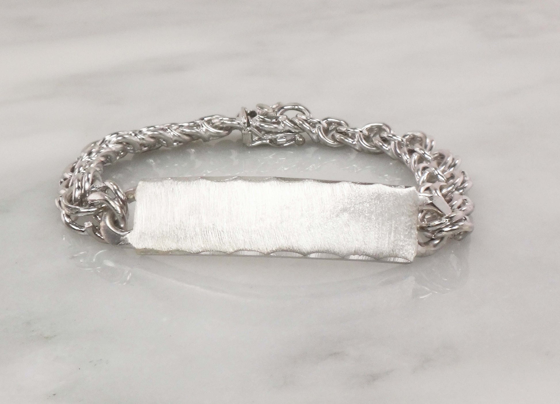 Vintage Sterling Silver ID Bracelet Monogram Name Bracelet 8" 39.9 grams
