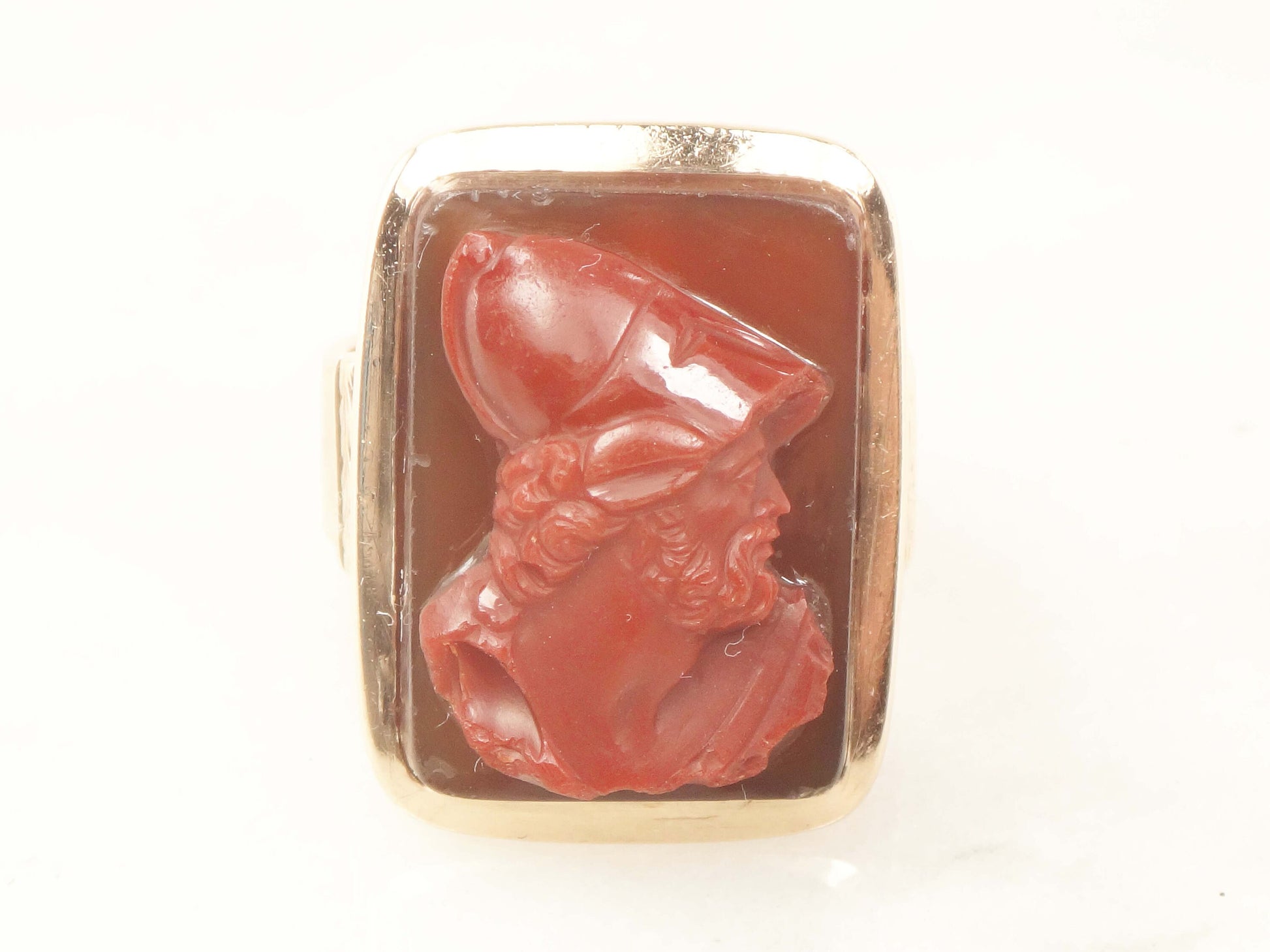 Vintage Victorian 14k Rose Gold Carnelian Hardstone Cameo Ring - Antique Cameo Ring - Size 8