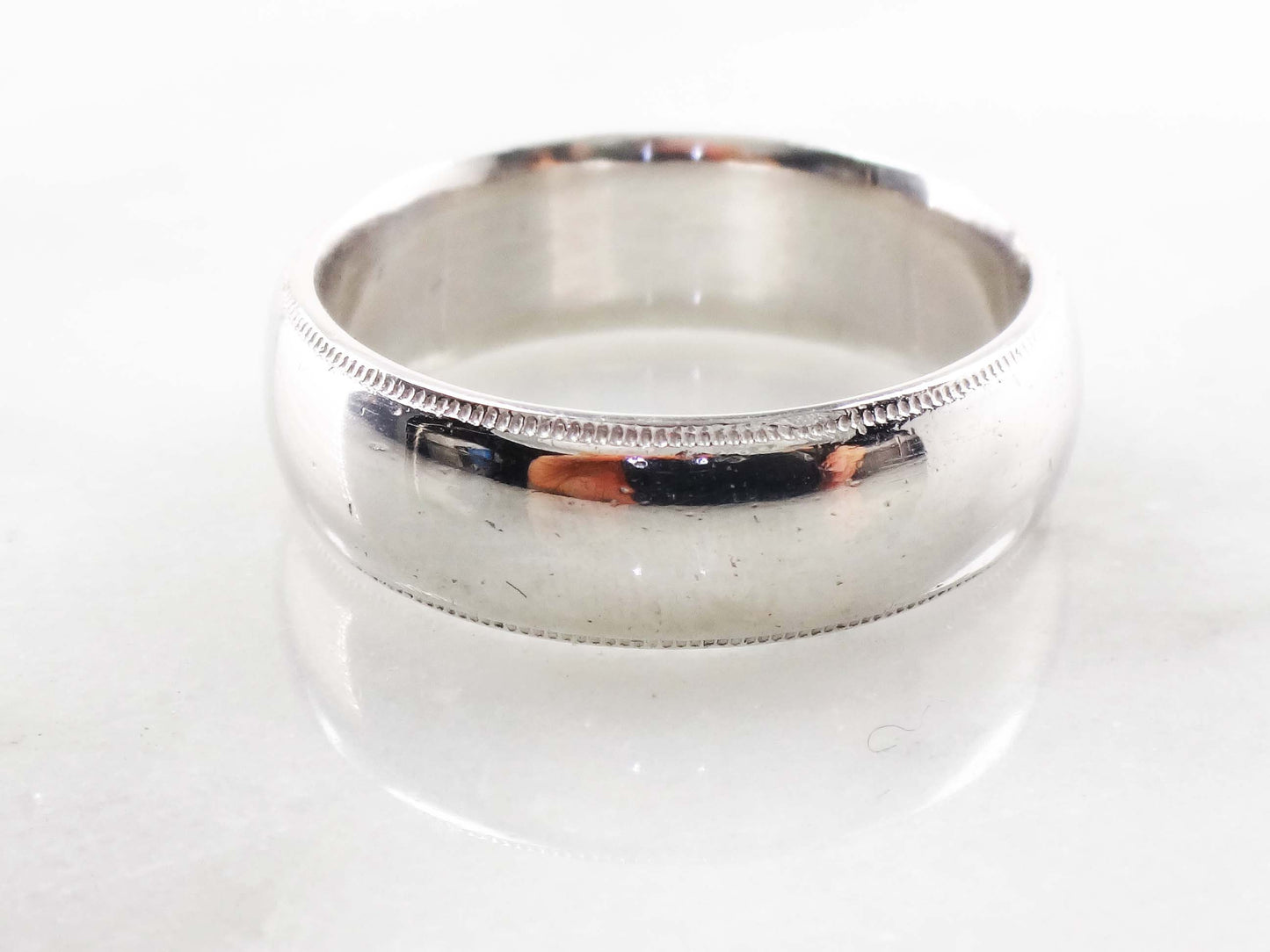 Vintage Platinum Wedding Band: Heavy Unisex Ring, Size 10.75