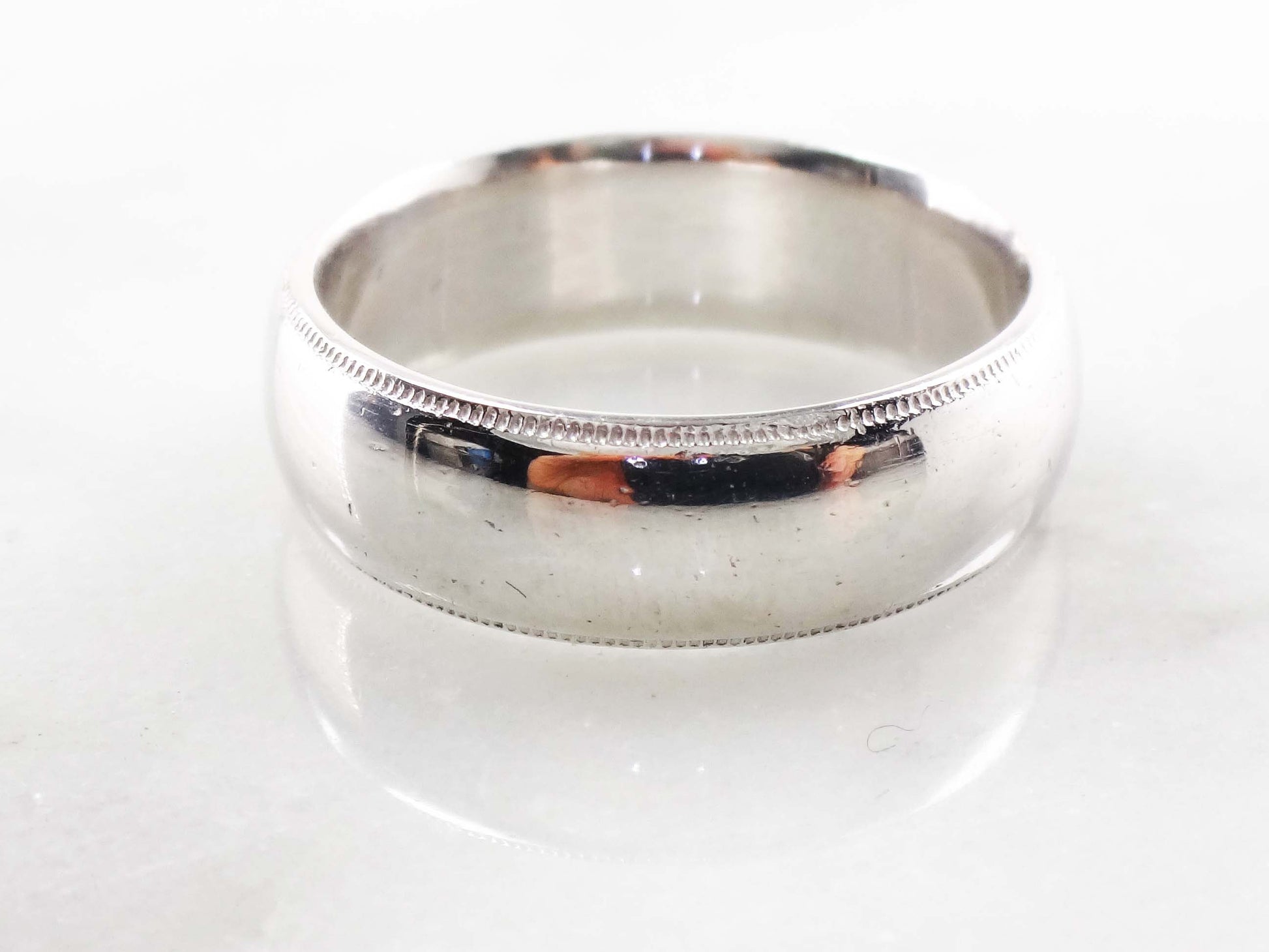 Vintage Platinum Wedding Band: Heavy Unisex Ring, Size 10.75