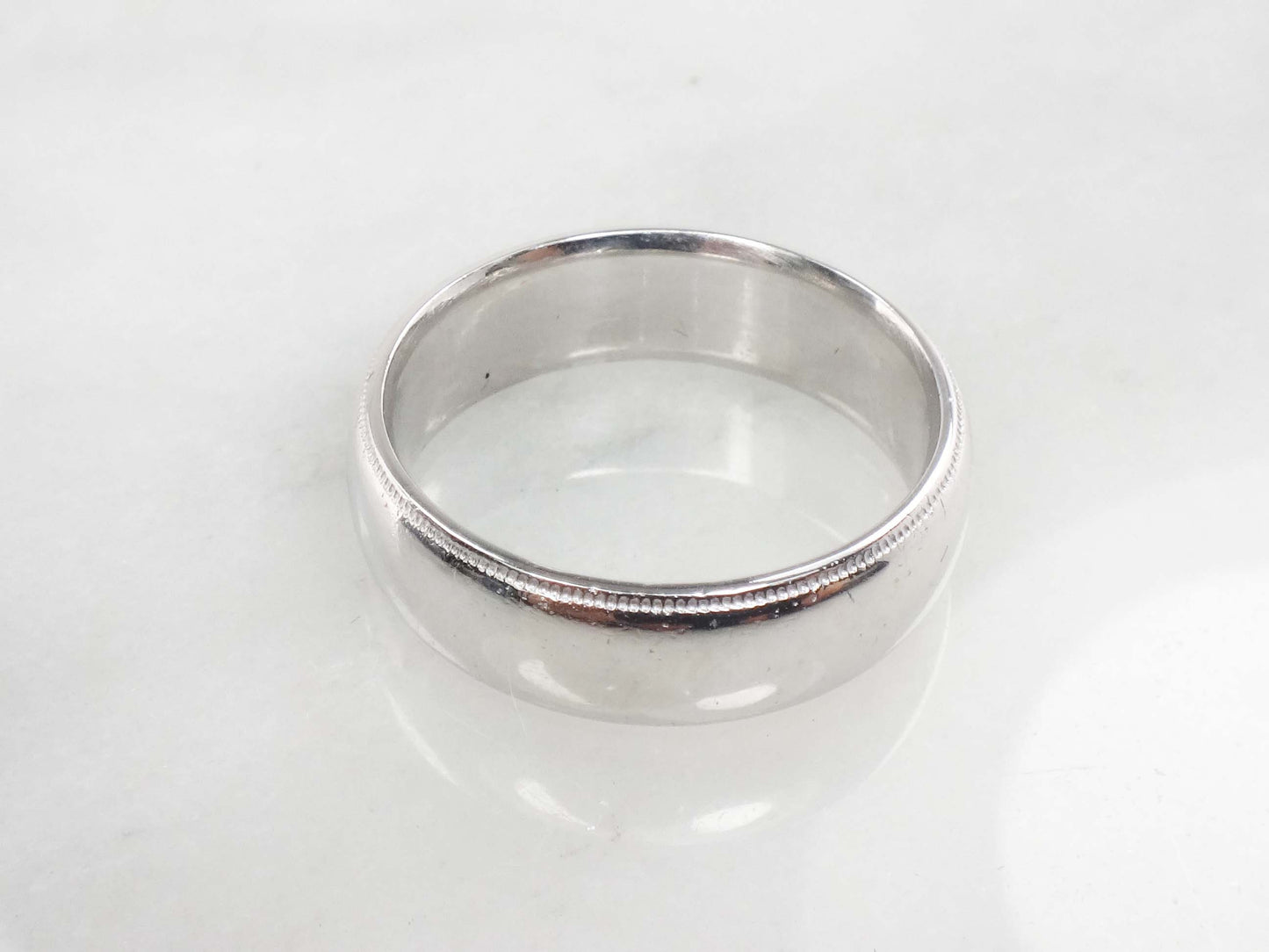 Vintage Platinum Wedding Band: Heavy Unisex Ring, Size 10.75