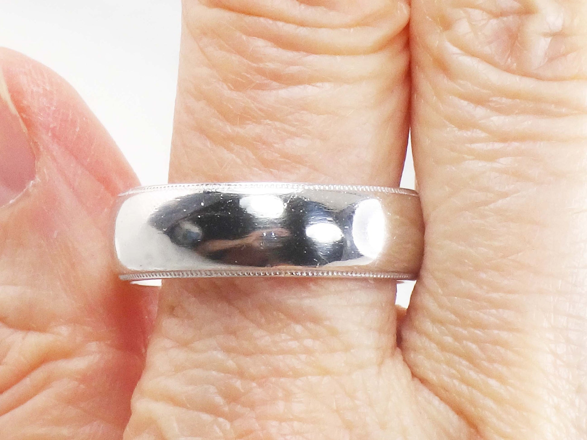 Vintage Platinum Wedding Band: Heavy Unisex Ring, Size 10.75