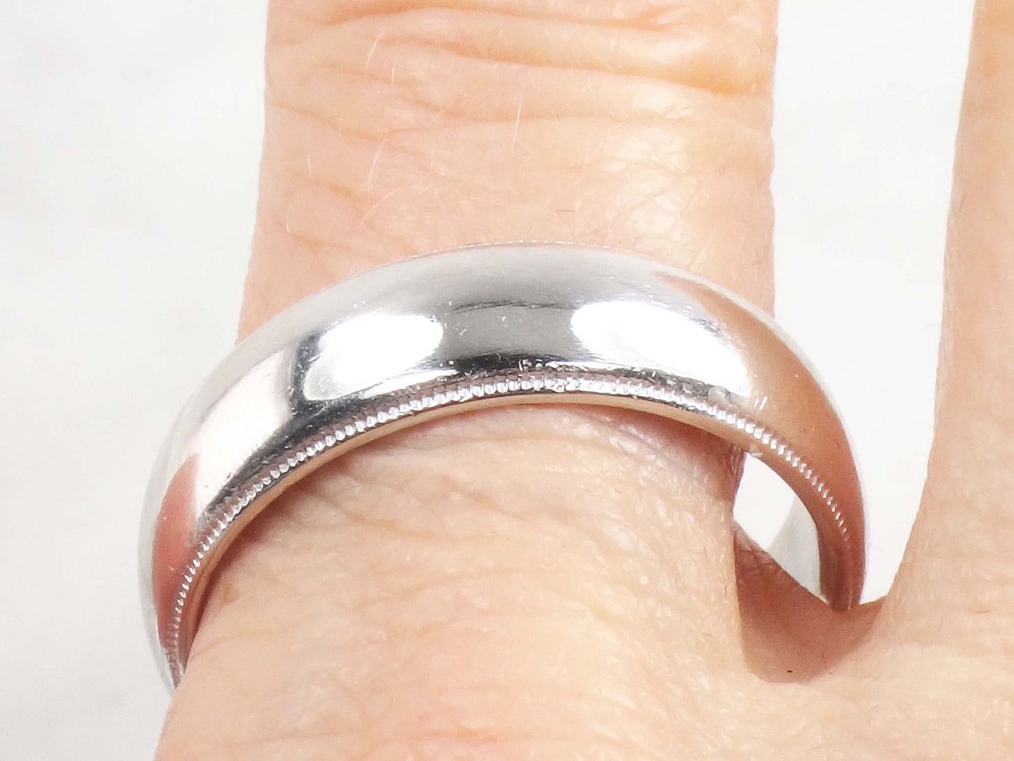 Vintage Platinum Wedding Band: Heavy Unisex Ring, Size 10.75
