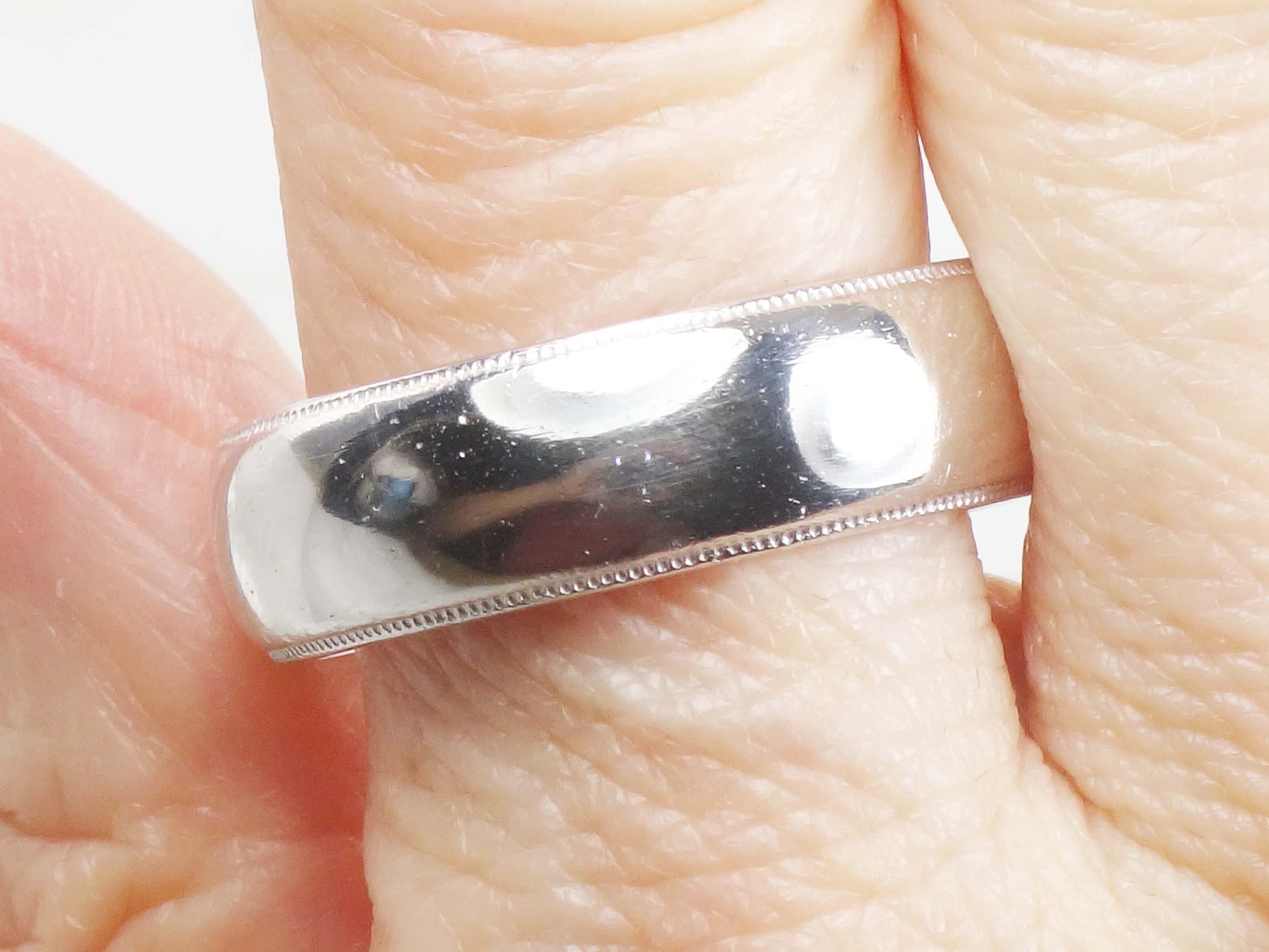 Vintage Platinum Wedding Band: Heavy Unisex Ring, Size 10.75