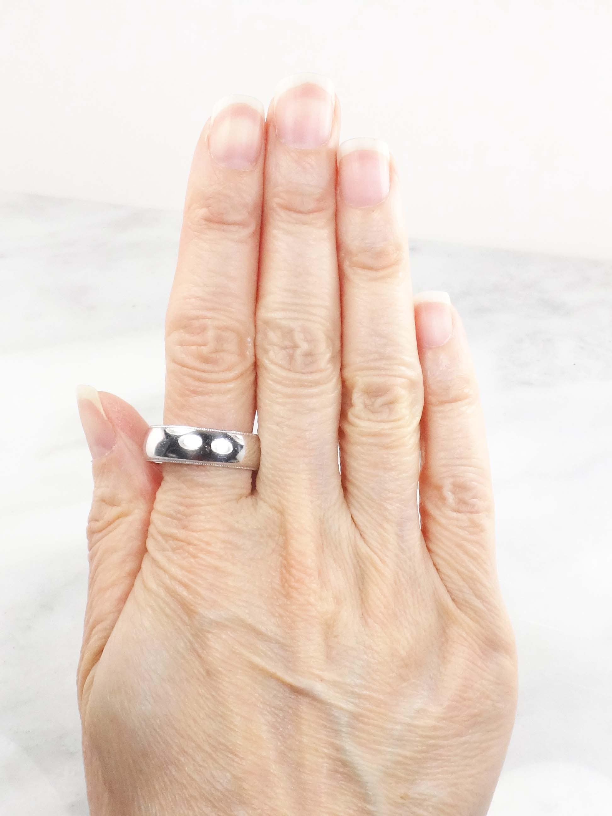 Vintage Platinum Wedding Band: Heavy Unisex Ring, Size 10.75