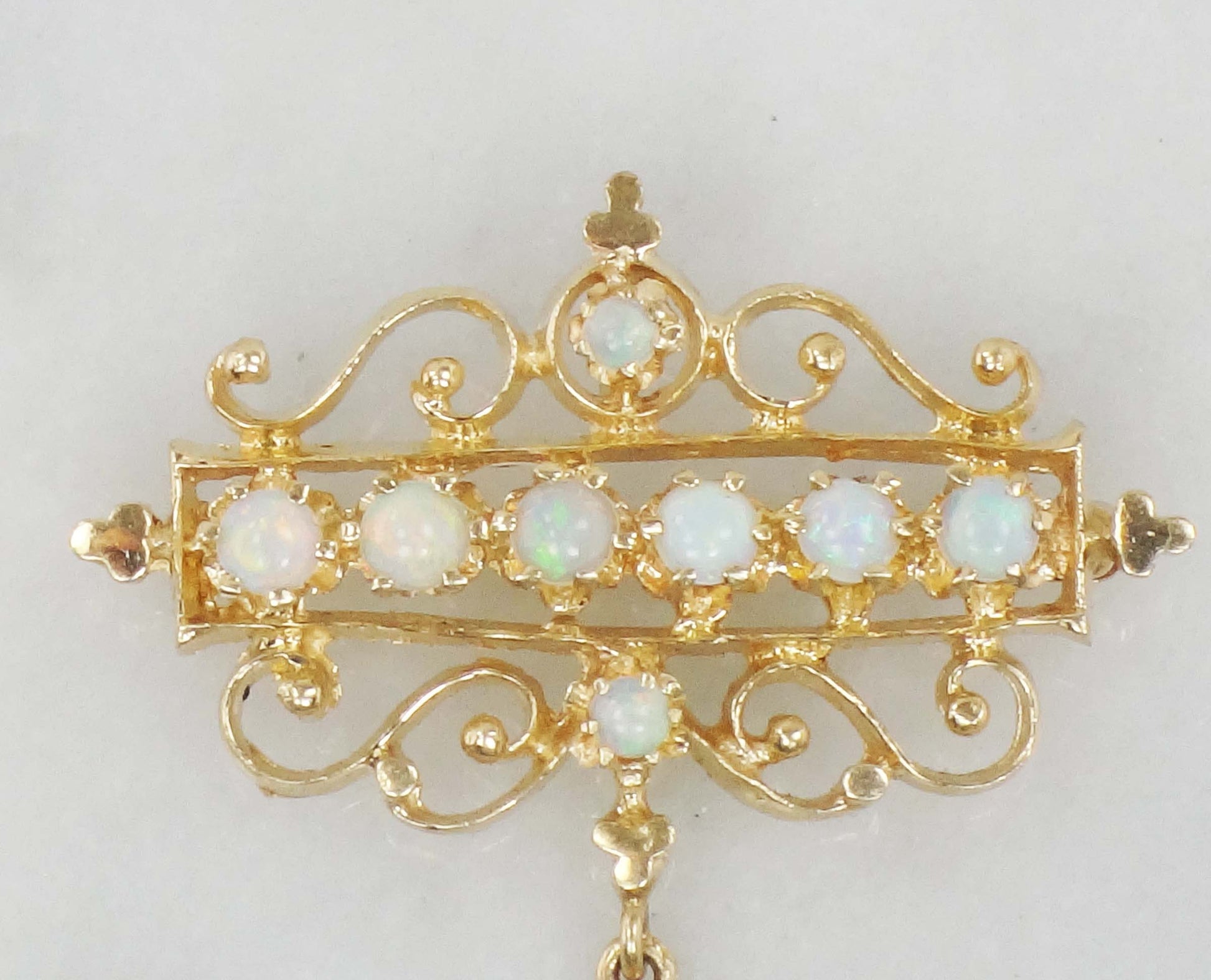 Vintage 14k Opal Pendant Pin Yellow Gold Natural Opal Pendant 14k Gold Australian Opal Pendant Pin October Birthstone Fine Opal Pendant