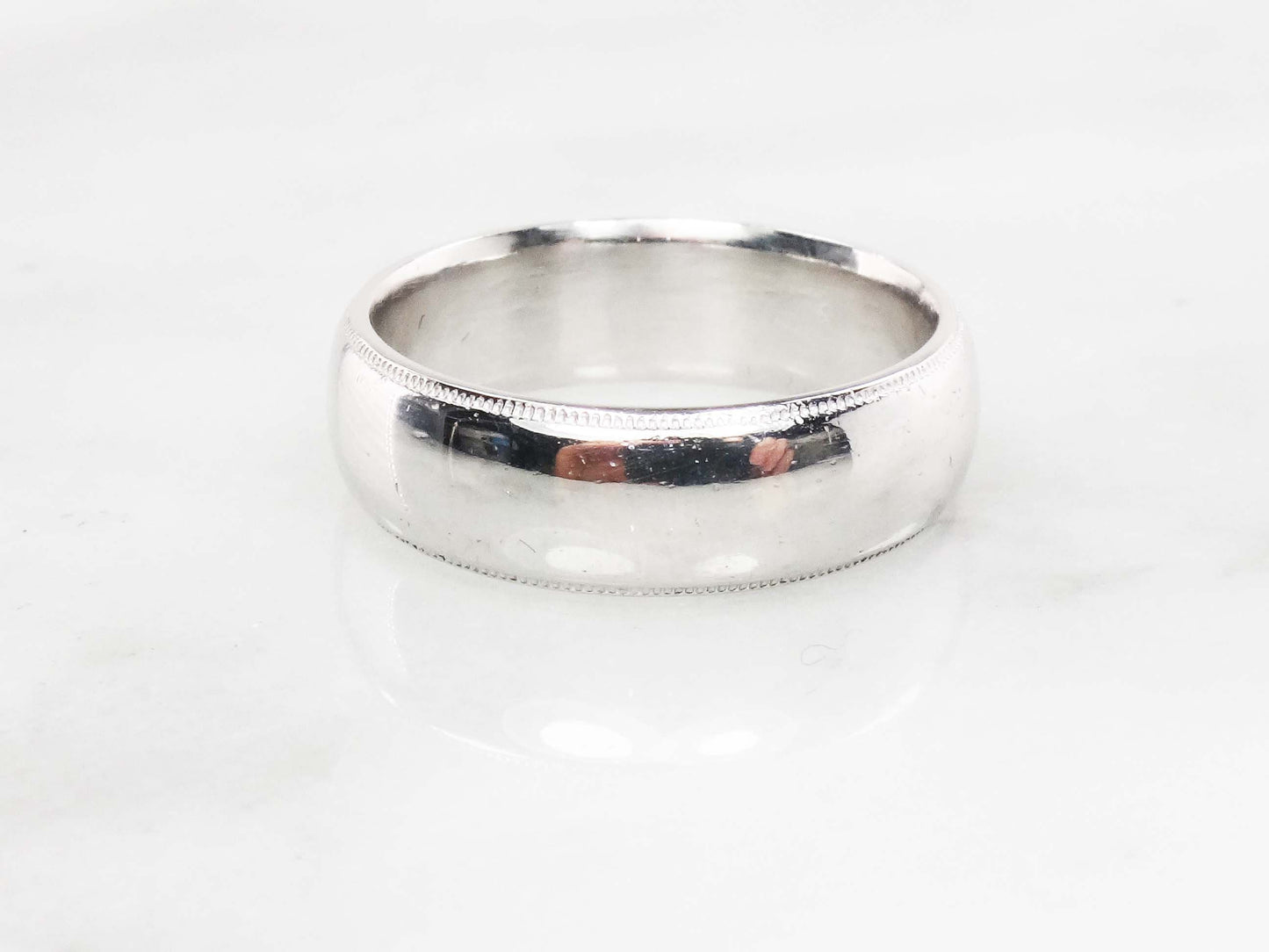 Vintage Platinum Wedding Band: Heavy Unisex Ring, Size 10.75