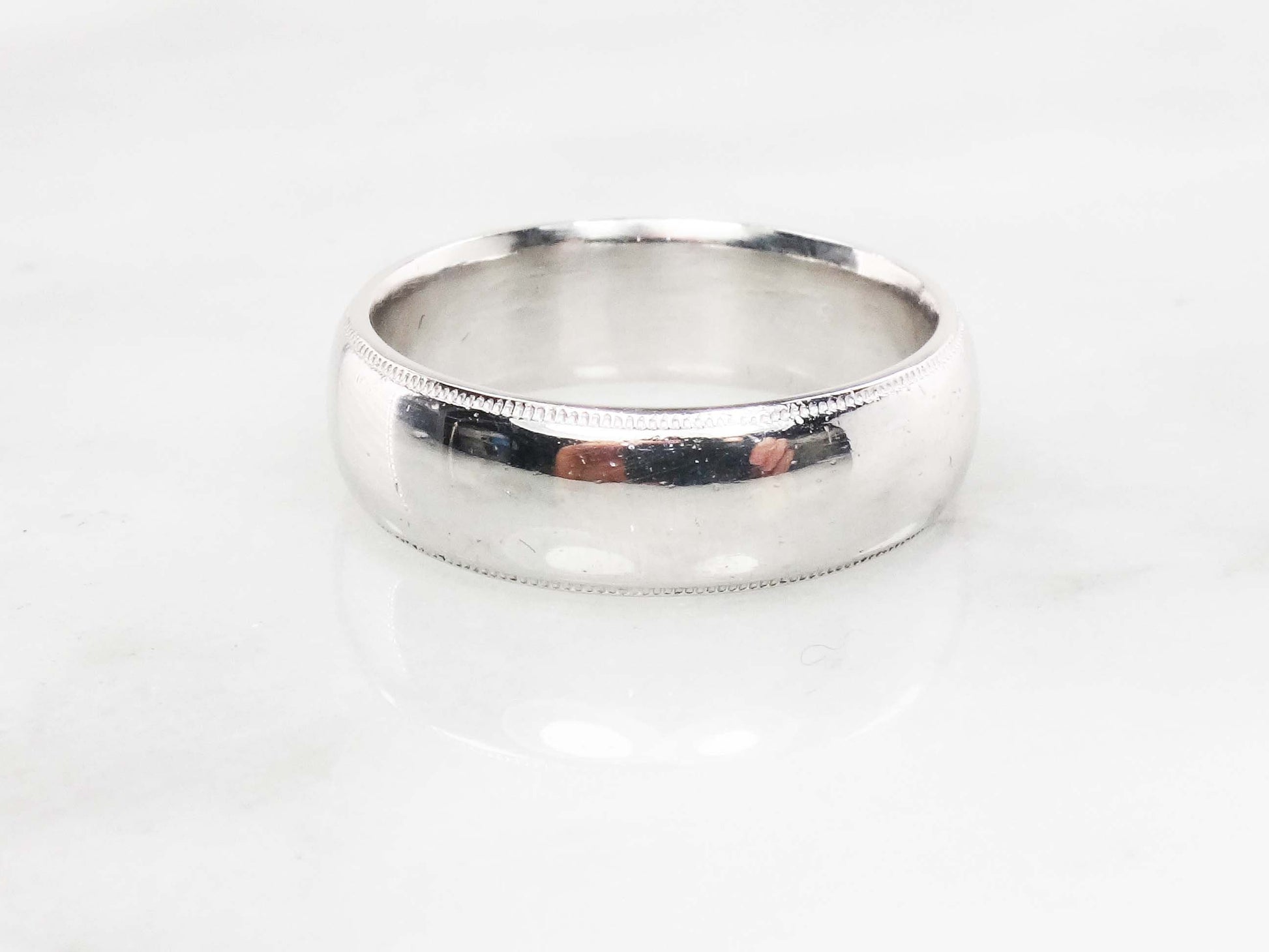 Vintage Platinum Wedding Band: Heavy Unisex Ring, Size 10.75