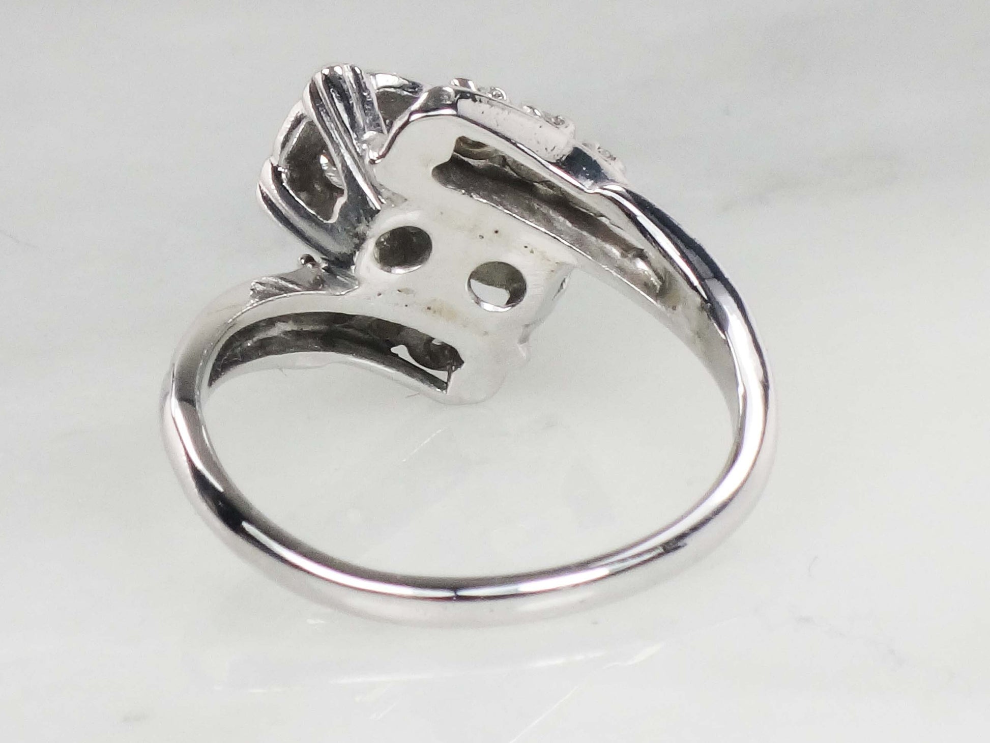 Vintage 14k Toi et Moi Natural Diamond Ring White Gold Two Diamond Ring .75 Carat TDW Anniversary Ring