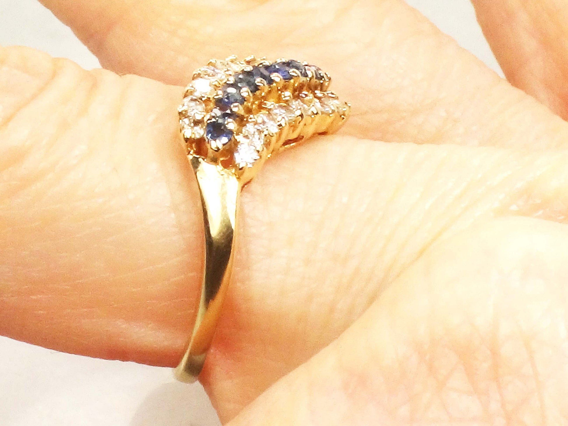 Vintage 14k Yellow Gold Sapphire and Diamond Ring - September Birthstone, Size 5.75, Circa 1990's