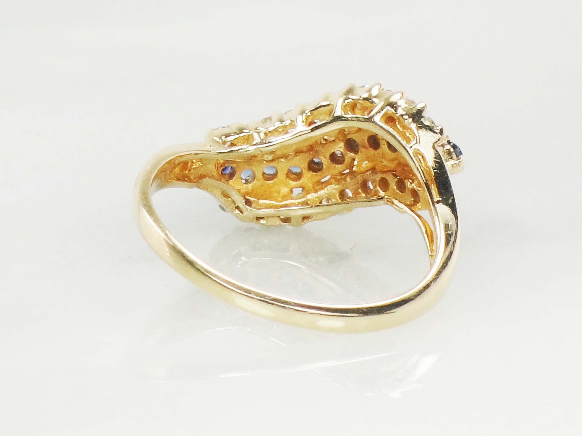 Vintage 14k Yellow Gold Sapphire and Diamond Ring - September Birthstone, Size 5.75, Circa 1990's