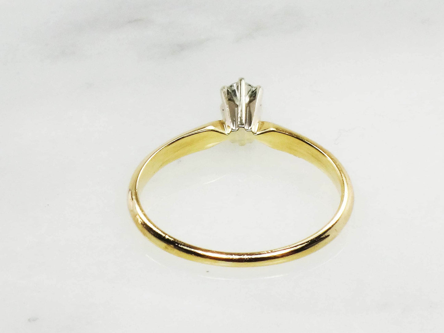 Vintage .15 Carat Diamond Engagement Ring: 14k Yellow Gold Solitaire, Size 6.25