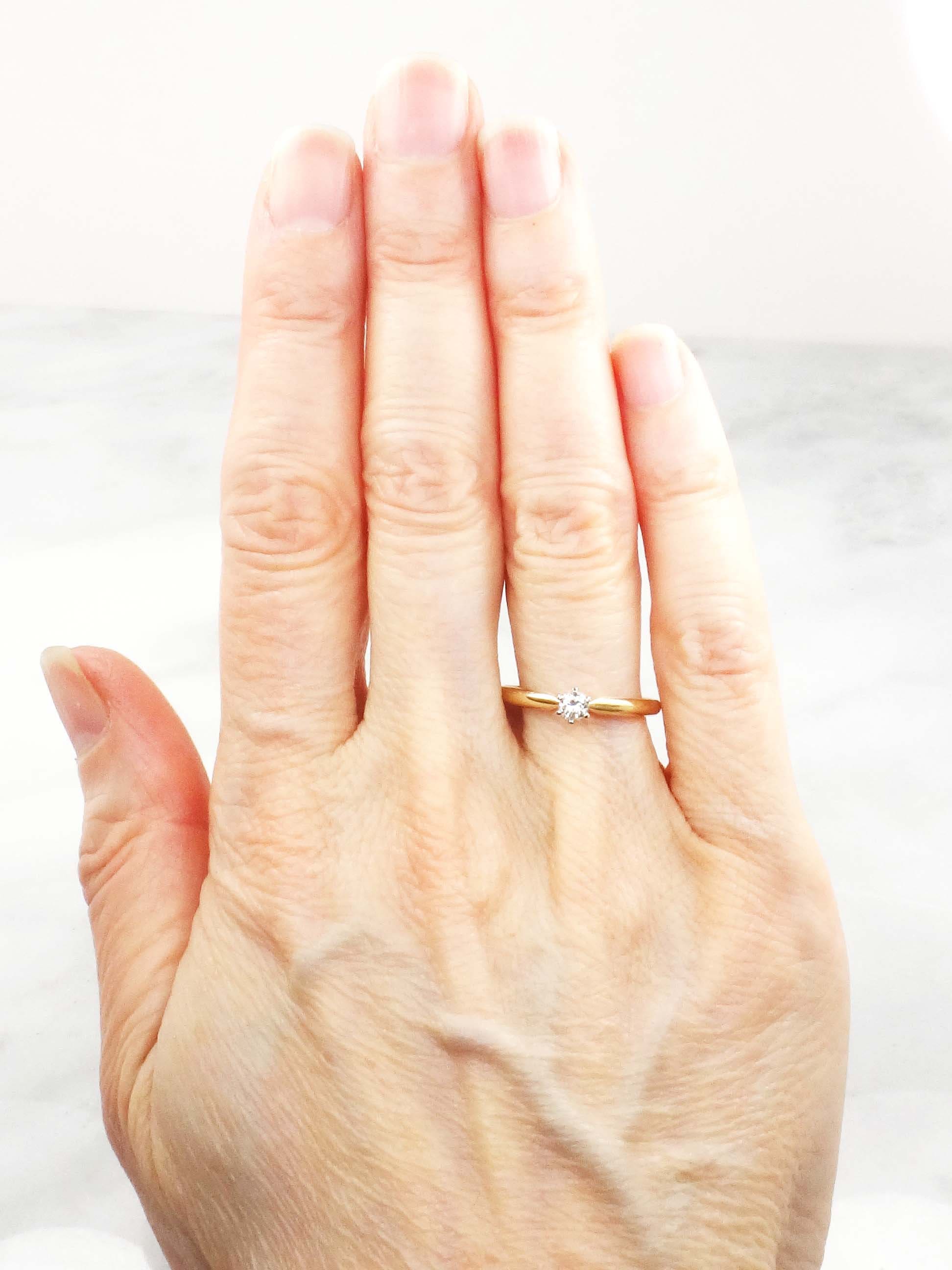 Vintage .15 Carat Diamond Engagement Ring: 14k Yellow Gold Solitaire, Size 6.25