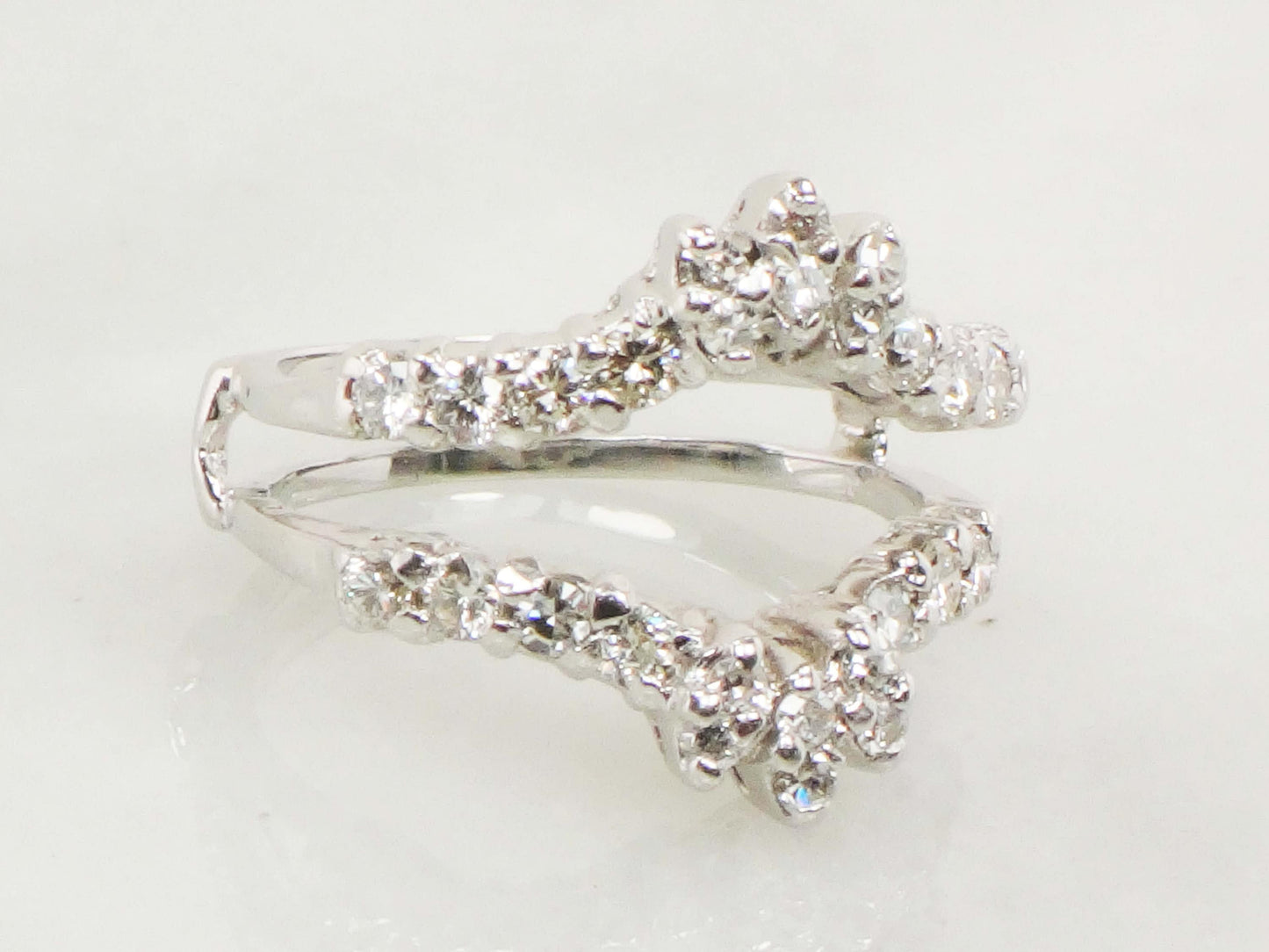 Vintage 14k White Gold Diamond Insert Ring Wedding Band Enhancer (.70 CTS, Size 5.5)