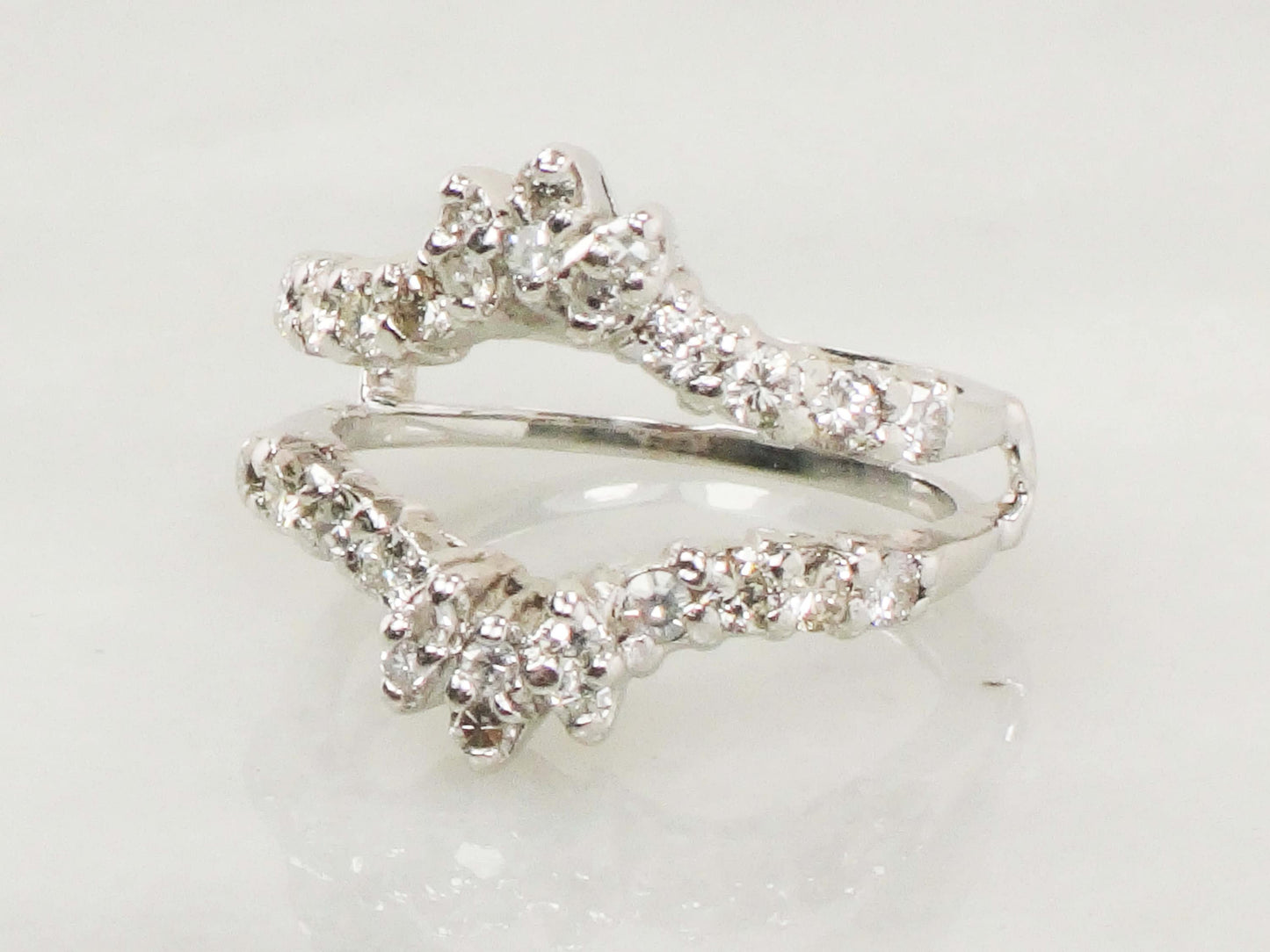 Vintage 14k White Gold Diamond Insert Ring Wedding Band Enhancer (.70 CTS, Size 5.5)