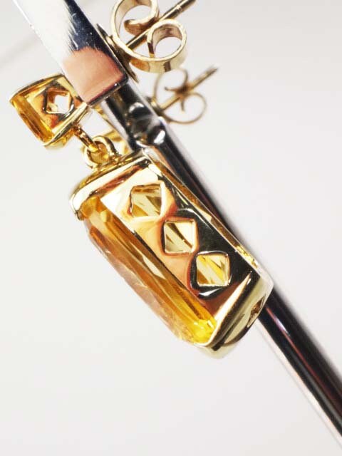 Vintage 14k Gold Citrine Dangle Earrings: November Birthstone