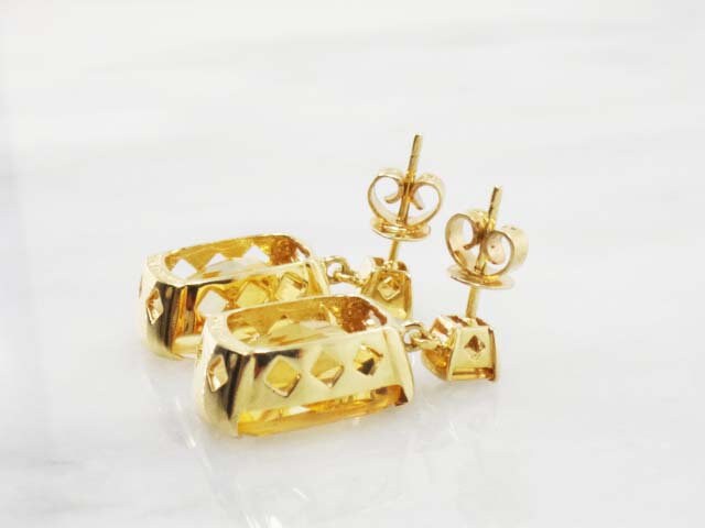 Vintage 14k Gold Citrine Dangle Earrings: November Birthstone
