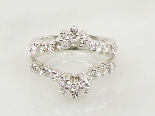 Vintage 14k White Gold Diamond Insert Ring Wedding Band Enhancer (.70 CTS, Size 5.5)